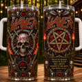 Slayer 40oz Rhinestone Insulated Tumbler with Handle Stainless Steel Travel Mug with Straw and Lid