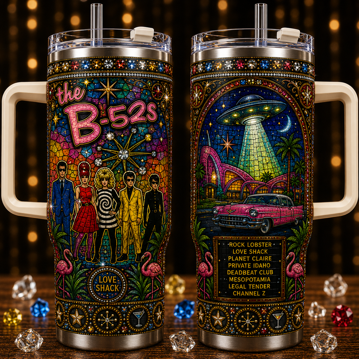 The B-52's 40oz Insulated Tumbler with Handle Stainless Steel Travel Mug with Straw and Lid