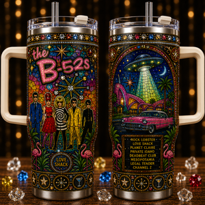 The B-52's 40oz Insulated Tumbler with Handle Stainless Steel Travel Mug with Straw and Lid