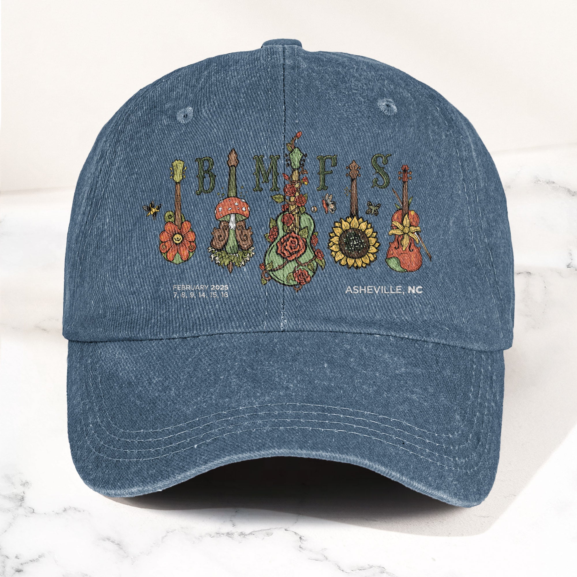 Billy Strings BMFS Asheville NC Concert Graphic Music Merch Denim Cap Retro Vintage Dad Cap Gift For Dad (With Box)