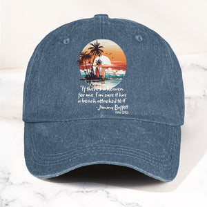 Jimmy Buffett Beach Quote Denim Dad Cap Vintage Washed Tropical Hat