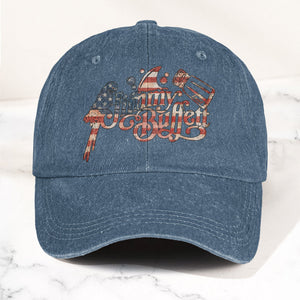 Jimmy Buffett Margaritaville Patriotic American Flag Parrot Music Merch Denim Cap Retro Vintage Dad Cap Gift For Dad (With Box)