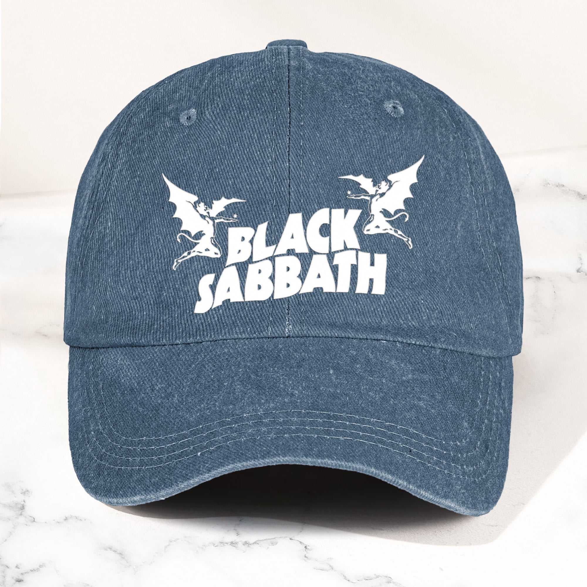 Black Sabbath Denim Dad Cap Classic Winged Demon Logo Design ( With BOX)