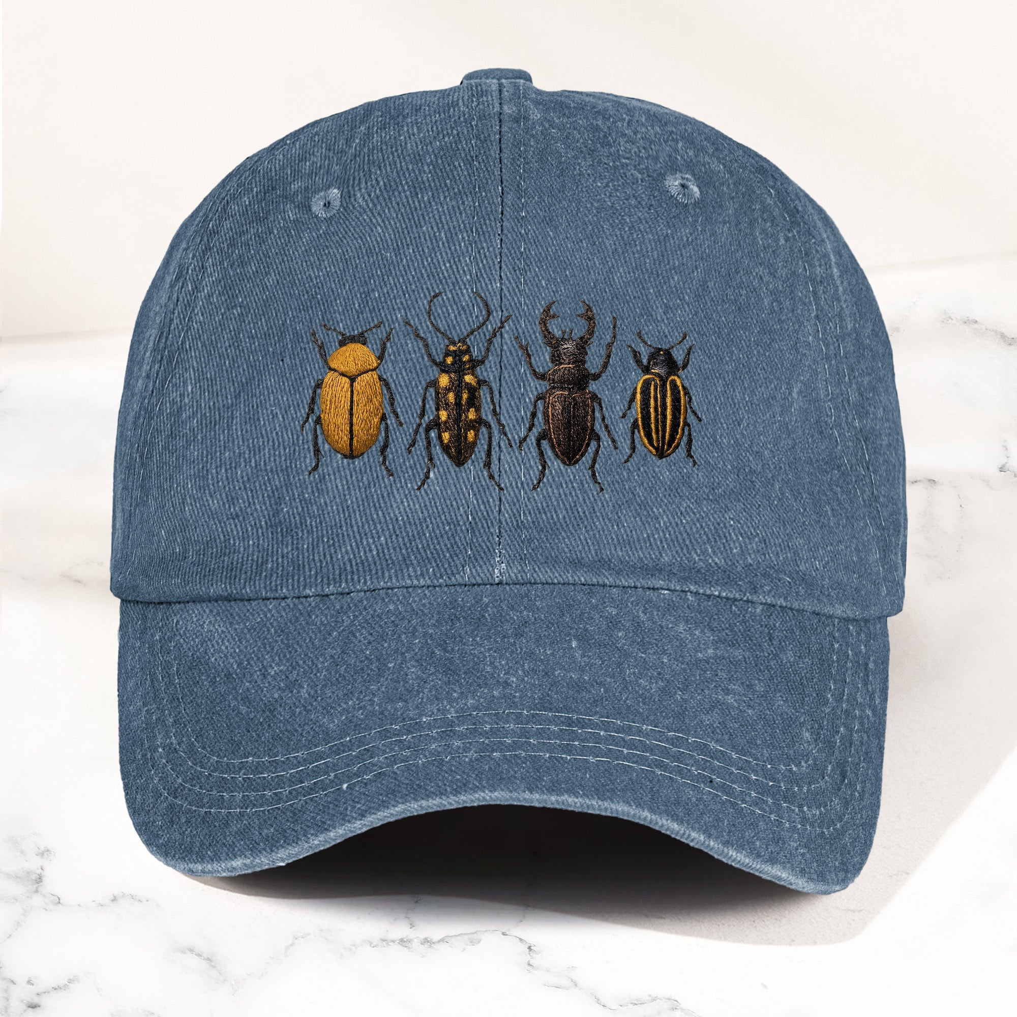 The Beatles Denim Cap Minimalist Beetle Design Dad Hat ( With Box)