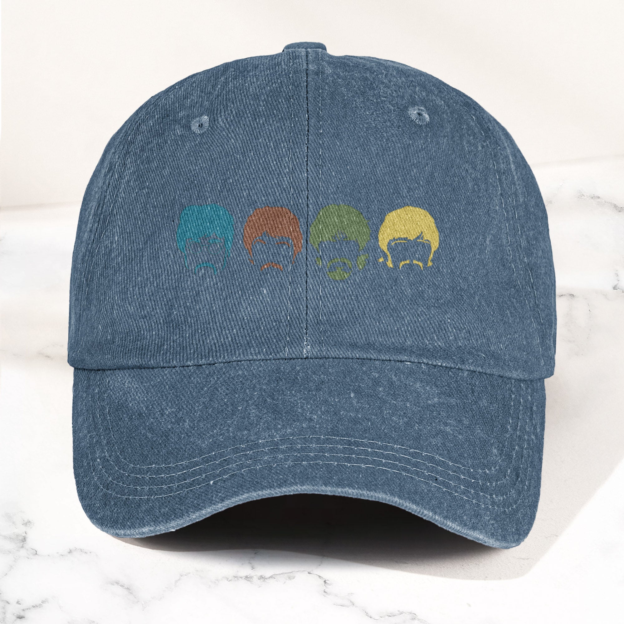 The Fabulous Four Faces Denim Cap Retro The Beatles Tribute Merch Dad Hat (With Box)
