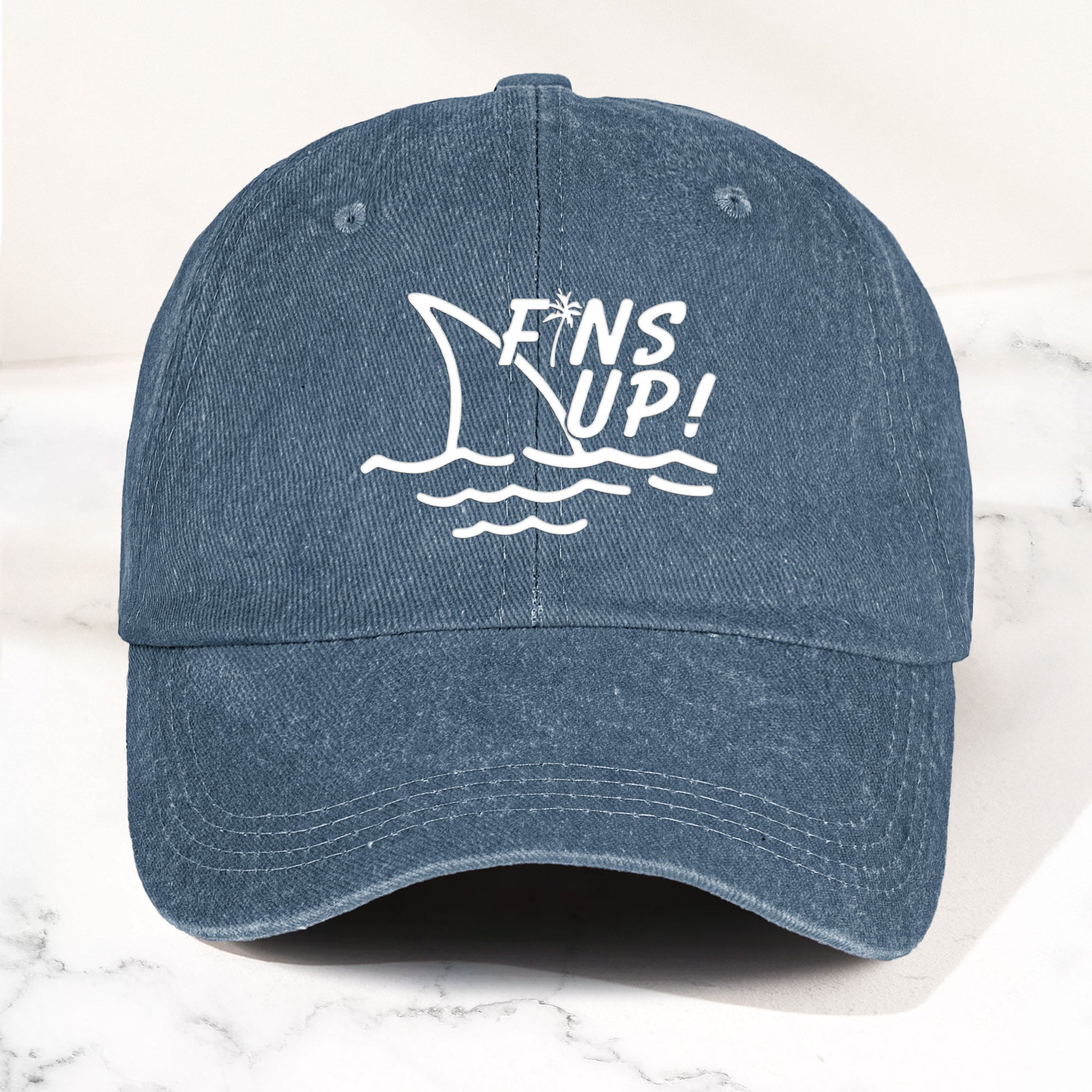 Jimmy Buffett Denim Dad Cap Fins Up Margaritaville Beach Vibes Hat (With BOX)