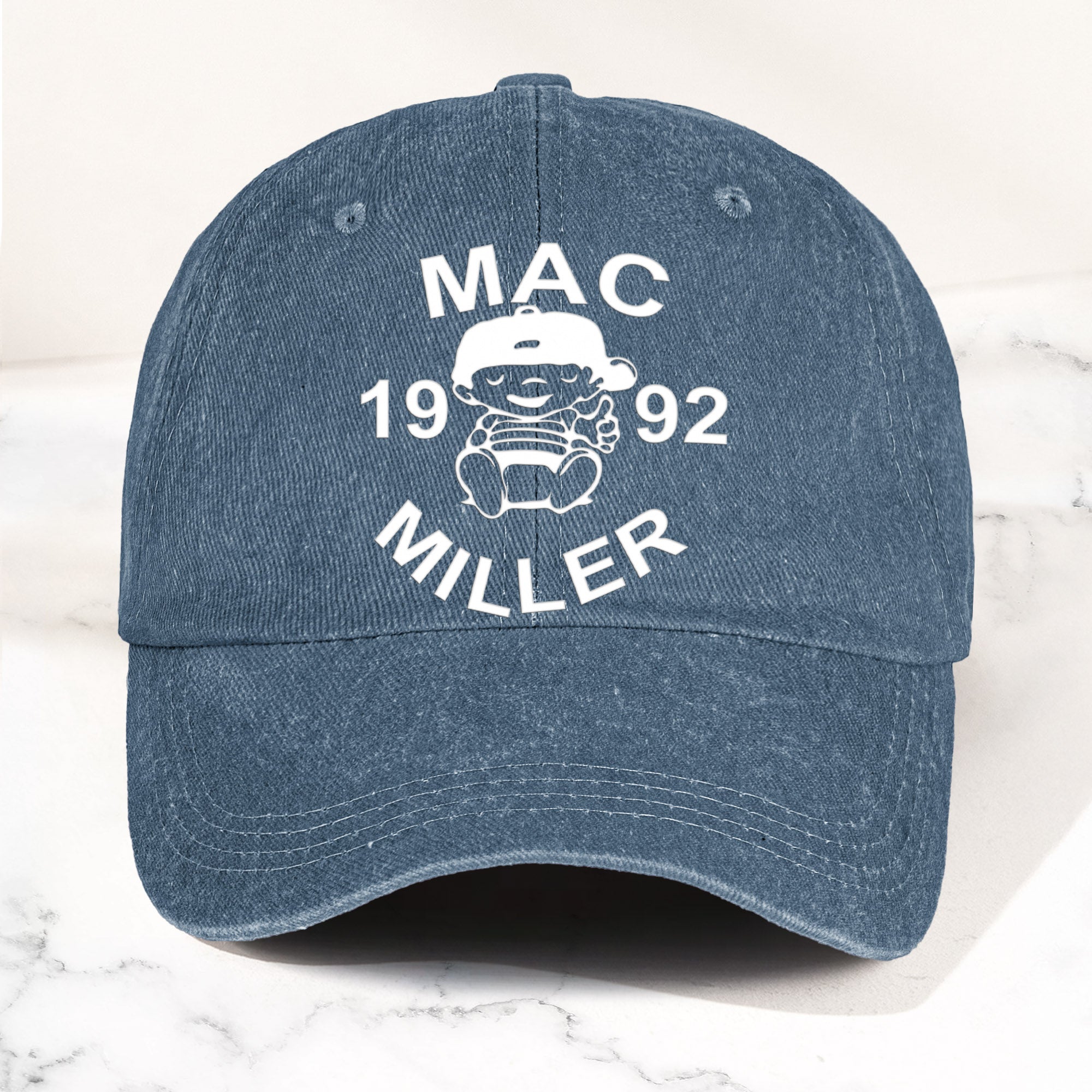 Mac Miller Denim Dad Cap 1992 Baby Logo Tribute Design ( With BOX)
