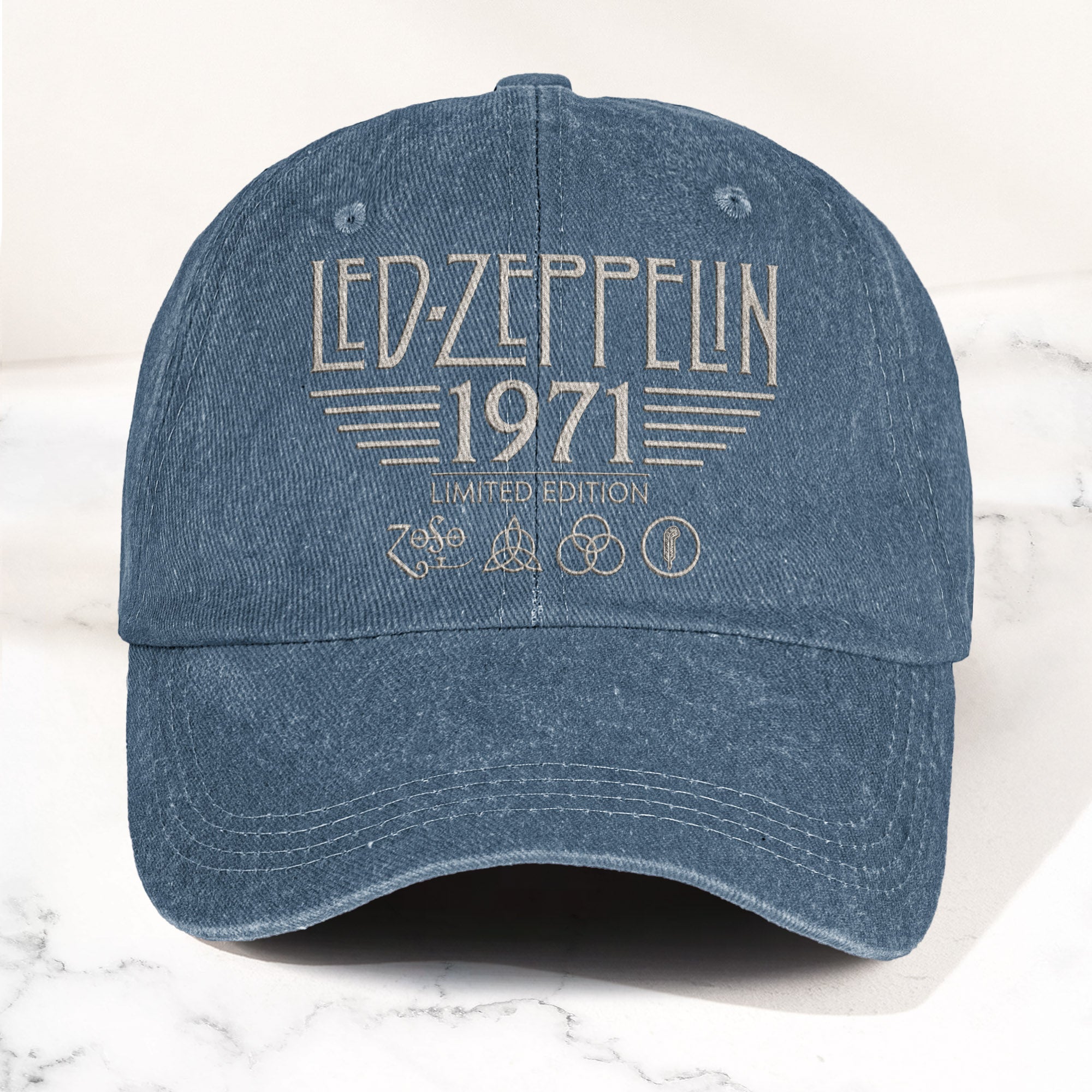 Led Zeppelin 1971 Est Denim Cap Vintage Dad Cap Gift For Dad (With Box)