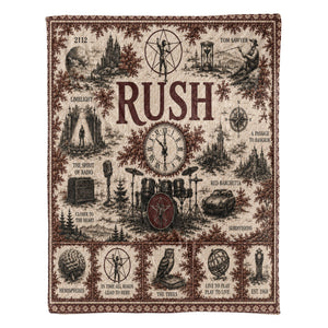 Rush Band Sherpa Blanket Starman Vintage Sketch Collage Progressive Rock Blanket