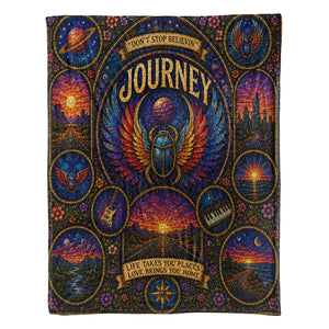Journey Band Sherpa Blanket Don't Stop Believin' Stained Glass Blanket