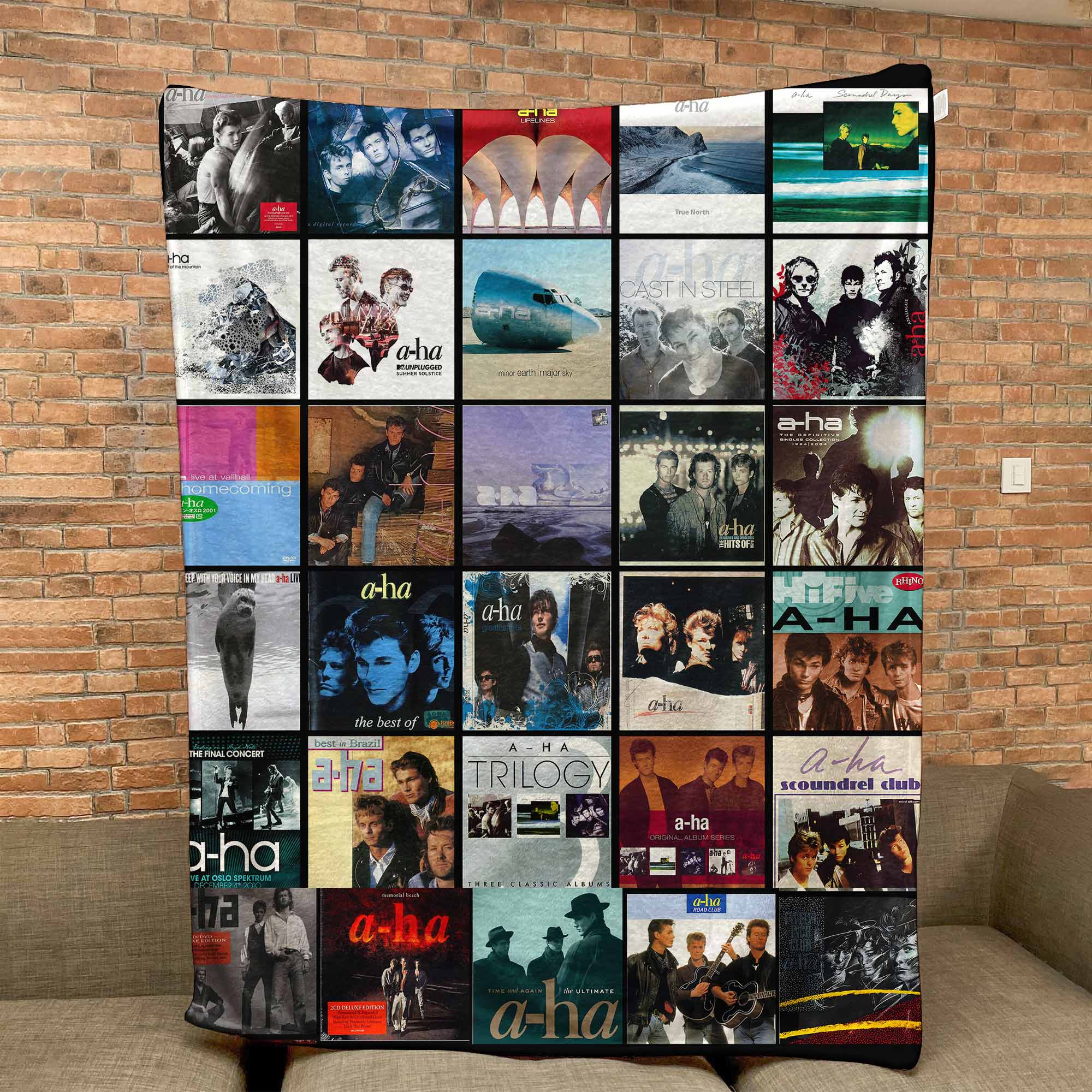 A-ha Sherpa Blanket Iconic Album Cover Collage Cozy Throw for Synth-Pop Fans