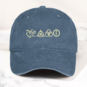 Led Zeppelin Denim Cap ZoSo Symbols Minimalist Dad Hat ( With Box)