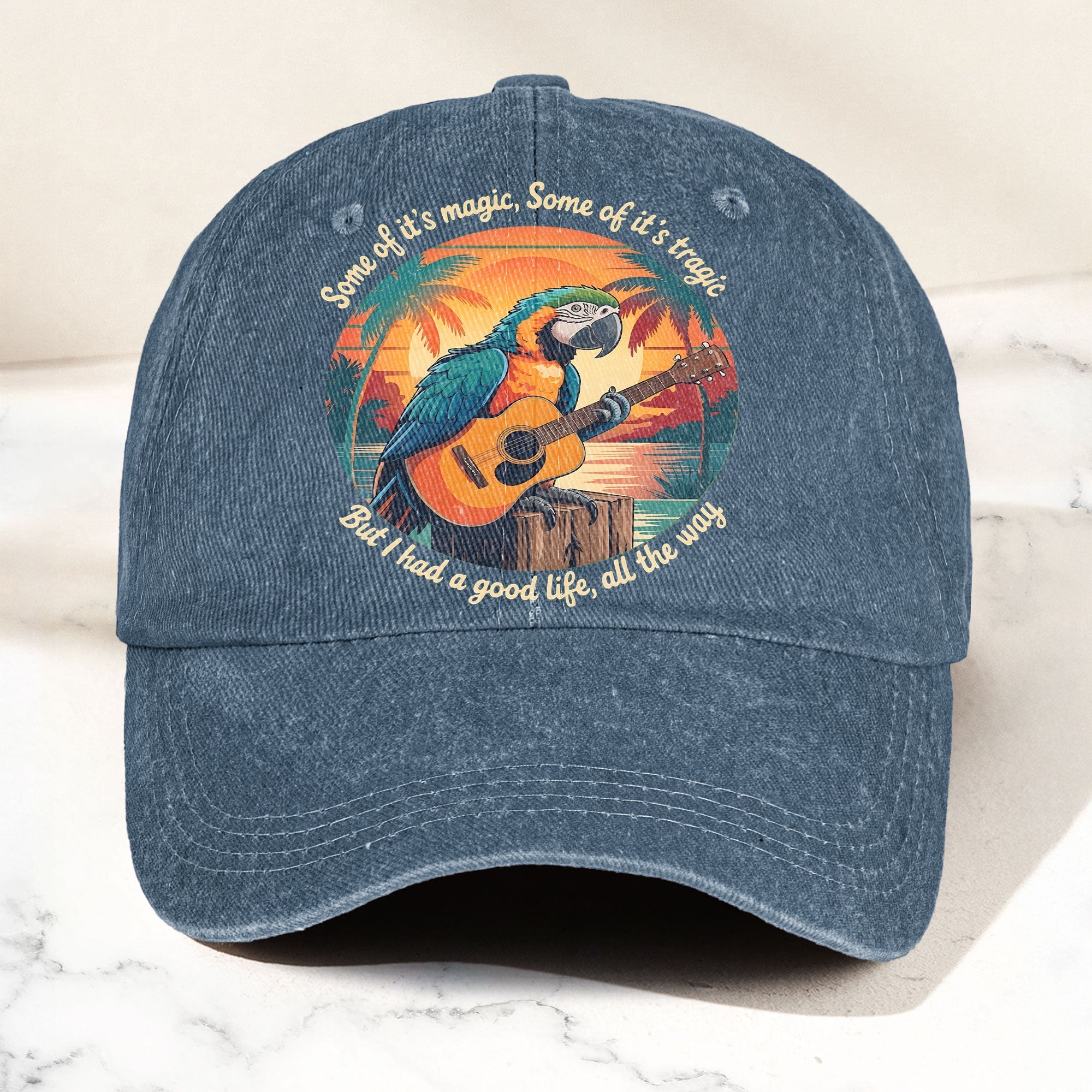 Some of Its Magic, Some of Its Tragic Denim Cap Retro Jimmy Buffett Inspired Dad Hat (With Box)