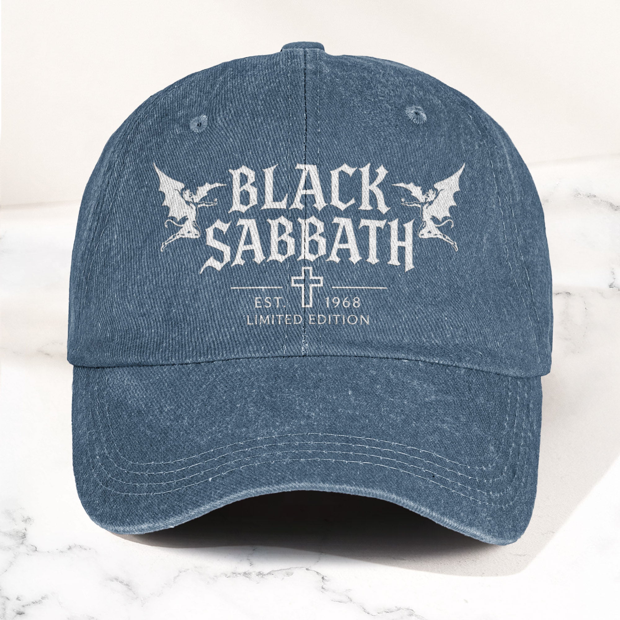 Black Sabbath Band Logo Est 1968 Denim Cap Retro Vintage Dad Cap Gift For Dad (With Box)