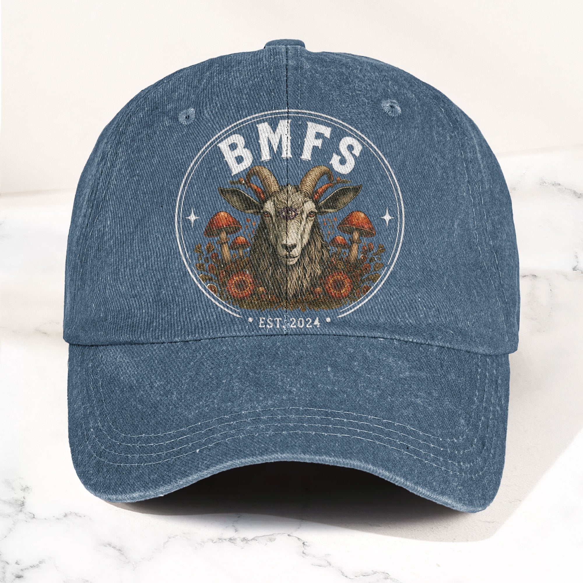 Billy Strings BMFS Goat Three Eyed Goat Mushroom Vintage Graphic Denim Cap Retro Vintage Dad Cap Gift For Dad (With Box)
