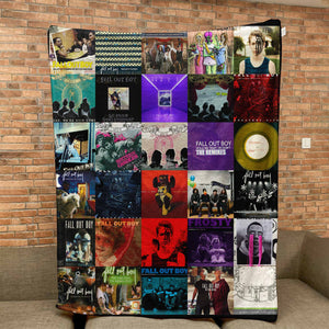 Fall Out Boy Sherpa Blanket Iconic Album Cover Collage Cozy Throw for Pop-Punk Fans