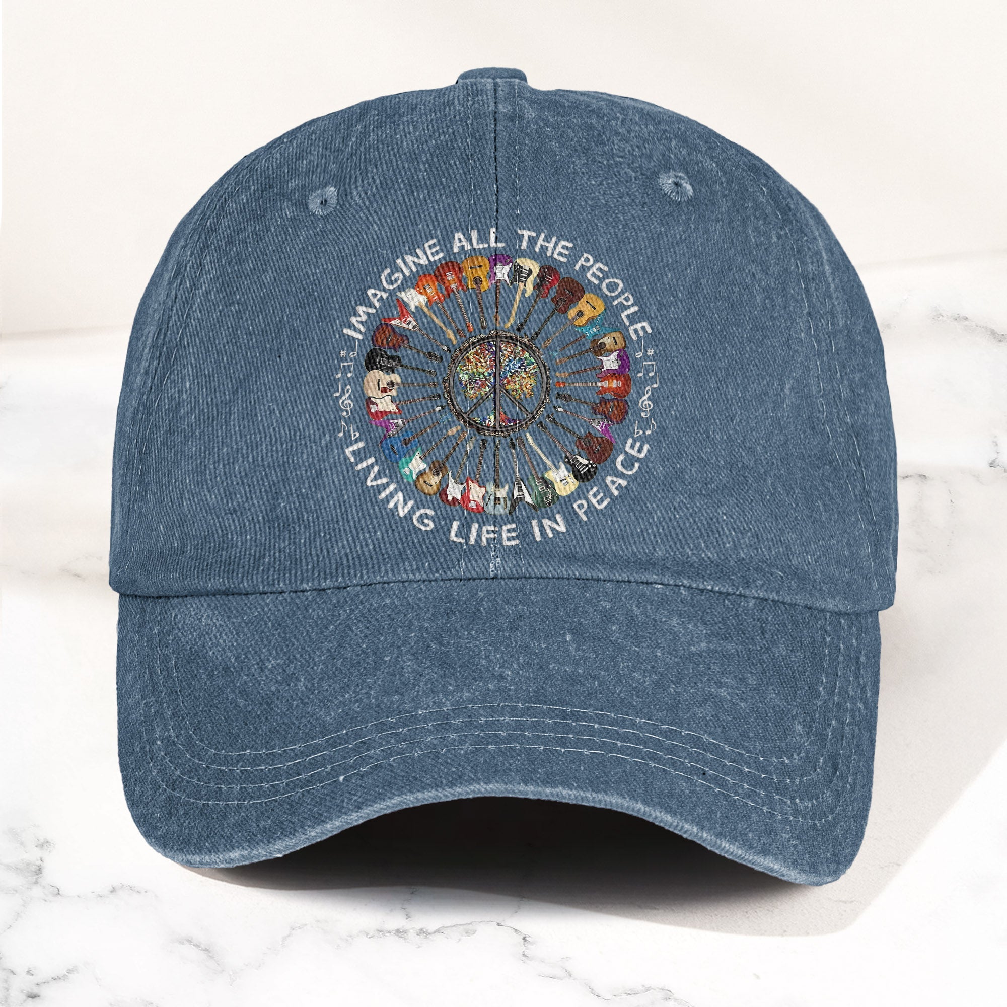 Imagine All The People Living Life In Peace Denim Cap Retro Music John Lenon Cap Gift For Dad (With Box)