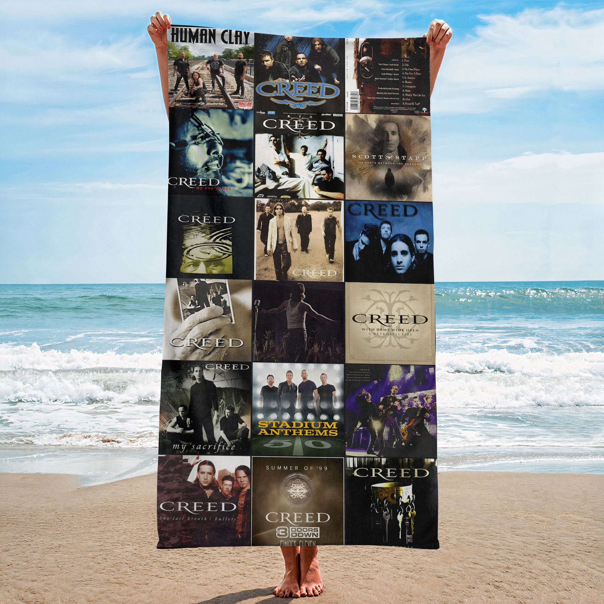 Creed Beach Towel Album Cover Collage Classic Rock Towel