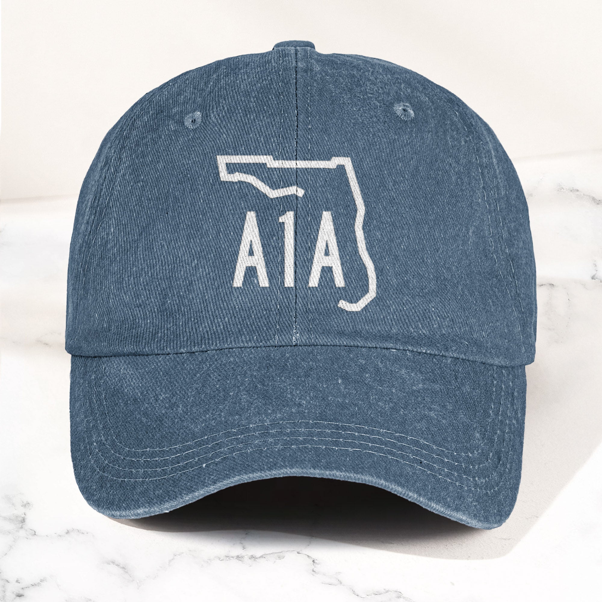 A1A Highway Sign Florida Denim Cap Retro Jimmy Buffett Inspried Hat (With Box)