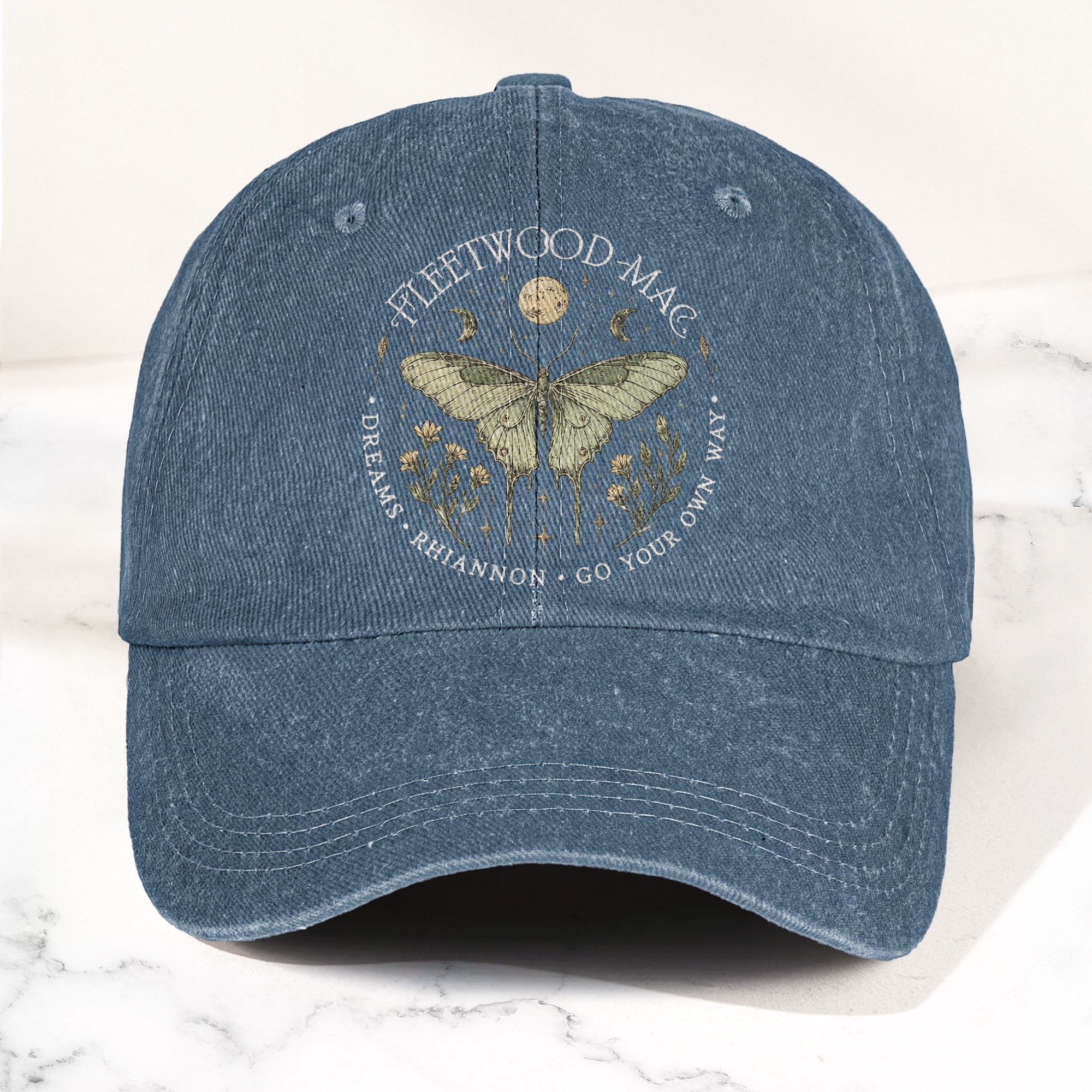 Fleetwood Mac Butterfly Mystical Graphic Vintage Denim Cap Retro Dad Cap (With Box)
