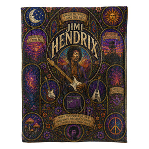 Jimi Hendrix Sherpa Blanket Purple Haze Stained Glass Blanket