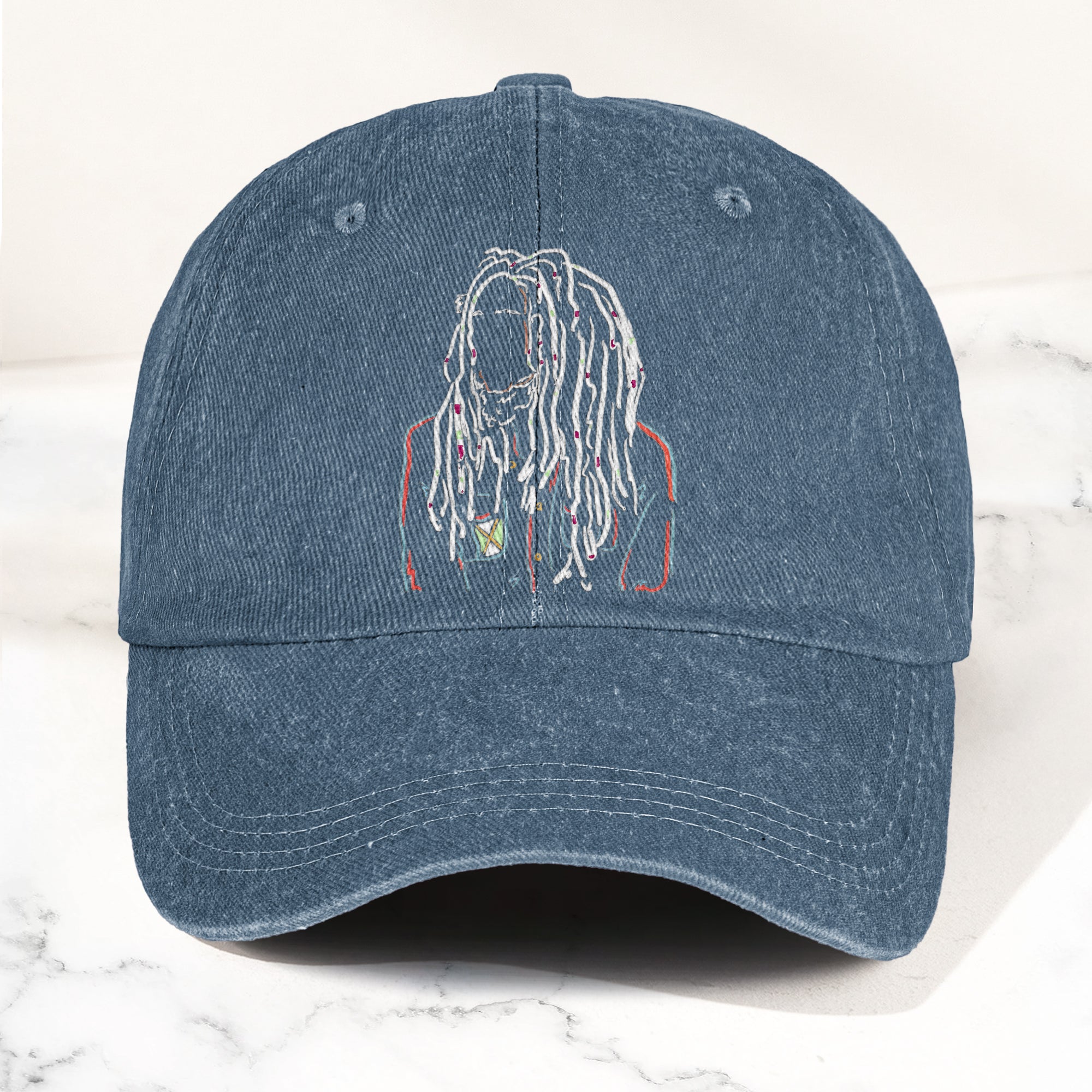 Bob Marley Portrait Casual Denim Cap Retro Music Fan Concert Cap Gift For Dad (With Box)