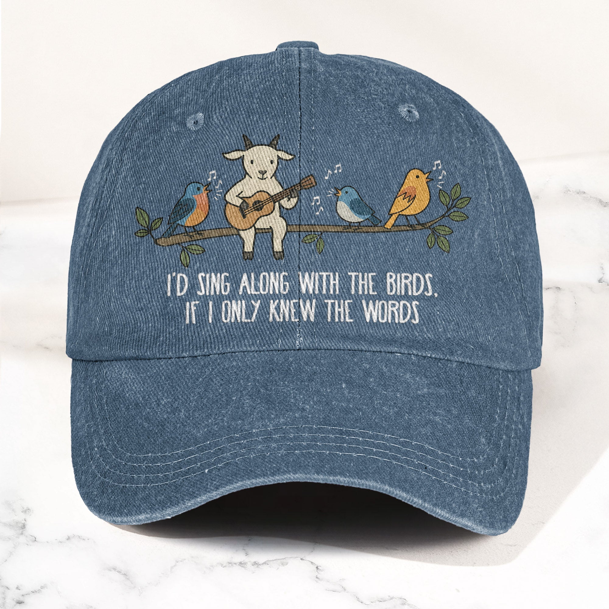 Billy Strings Gild the Lily Lyrics Goat Acoustic Guitar Cosmic Bluegrass Vintage Denim Cap Retro Vintage Dad Cap Gift For Dad (With Box)