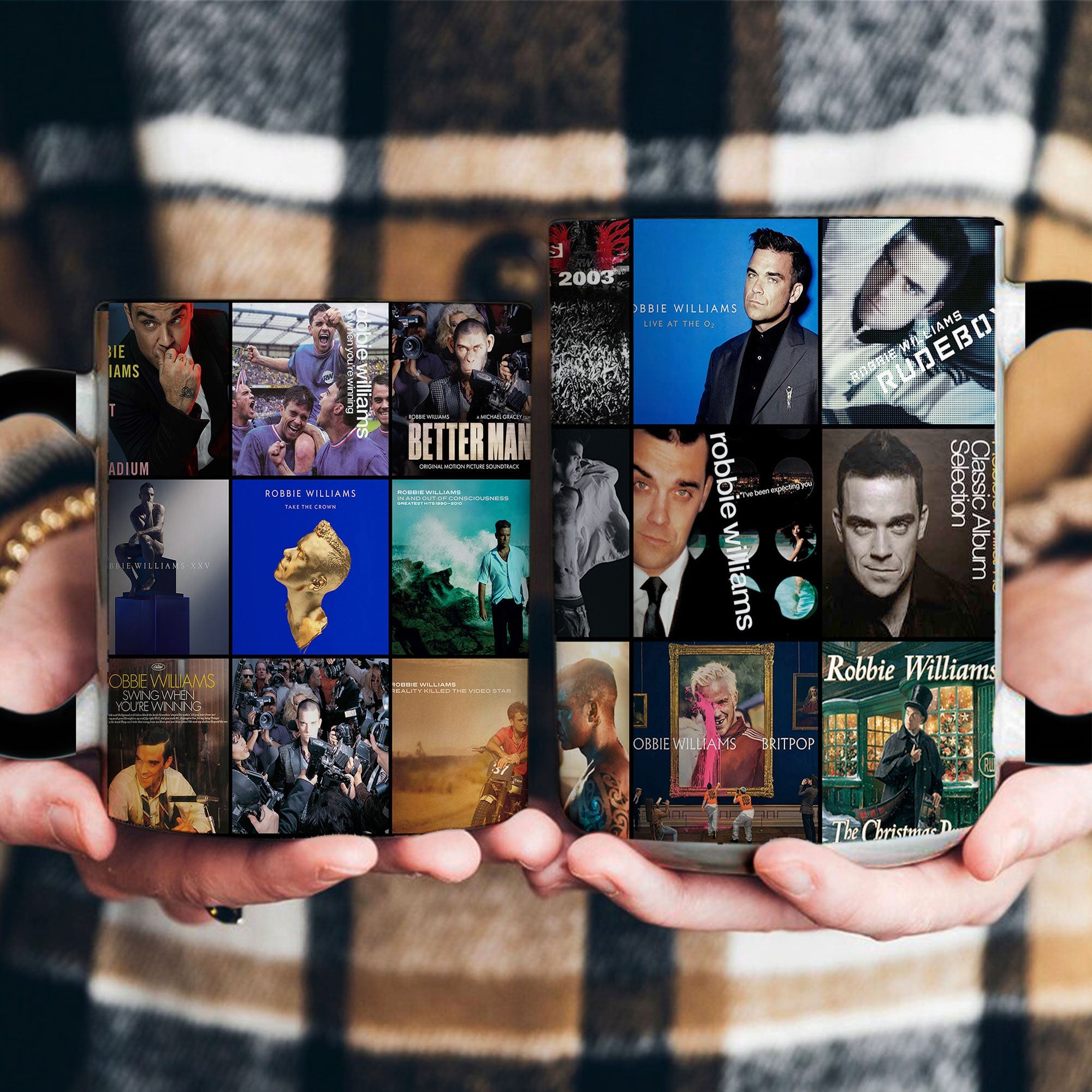 Robbie Williams Accent Mug Pop Icon Album Cover Collage Gift