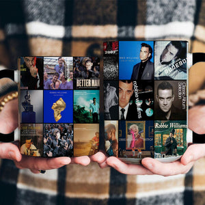Robbie Williams Accent Mug Pop Icon Album Cover Collage Gift