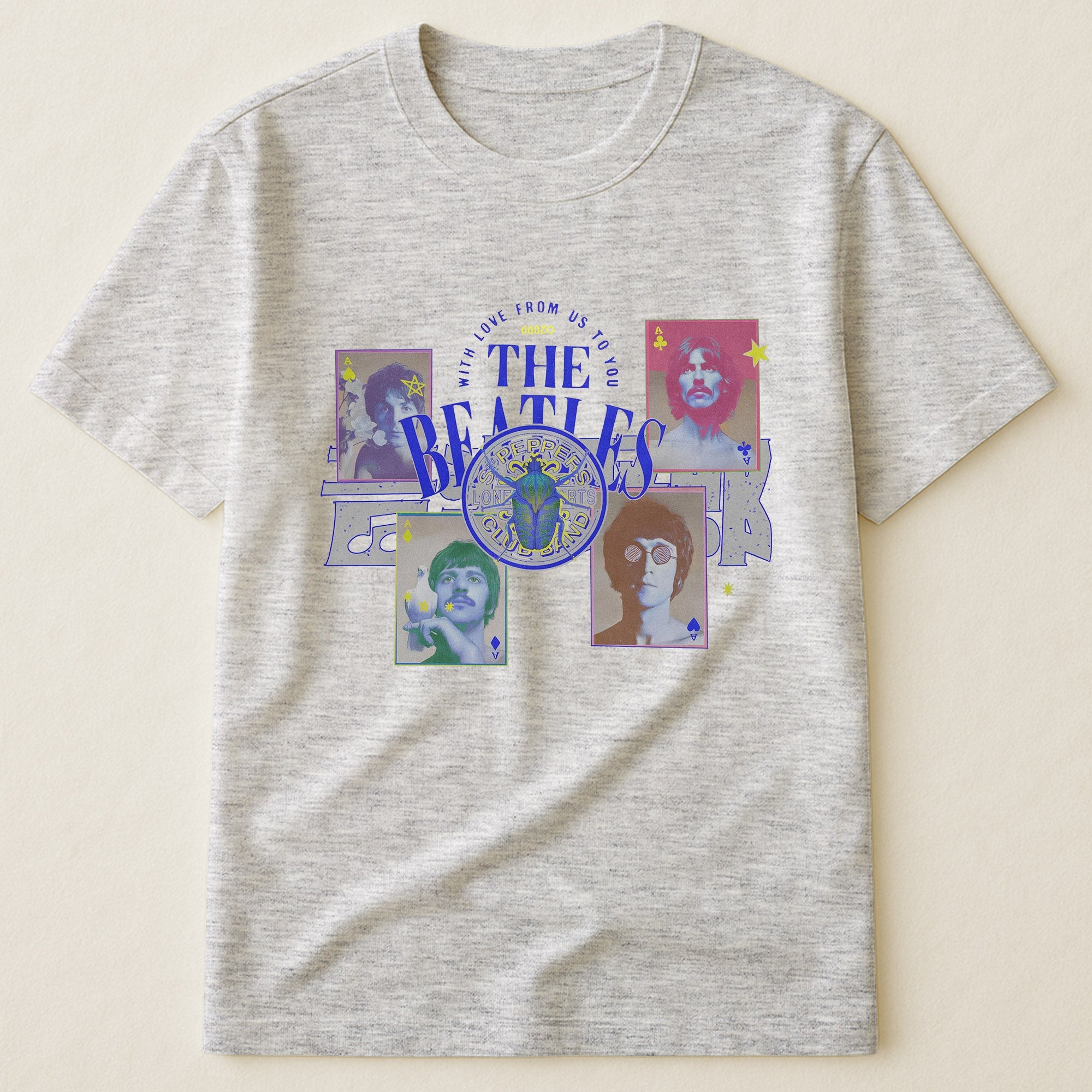 The Beatles Vintage Collage T-Shirt With Love From Us To You Retro Band Tee