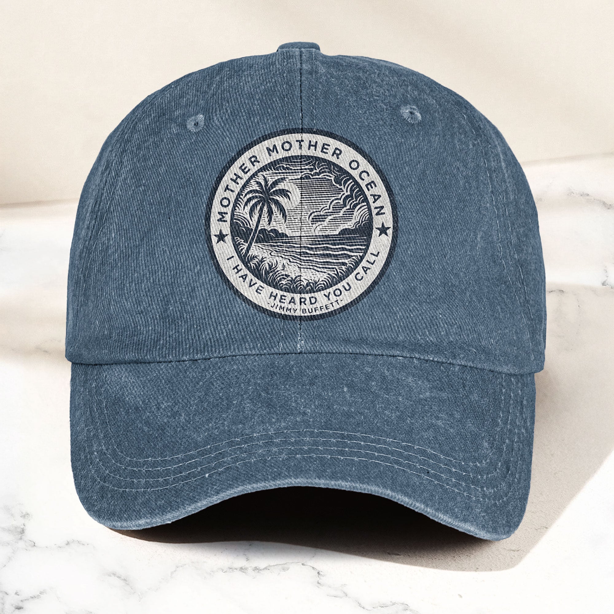 Mother Oceans Denim Cap Retro Jimmy Buffett Inspired Dad Hat (With Box)