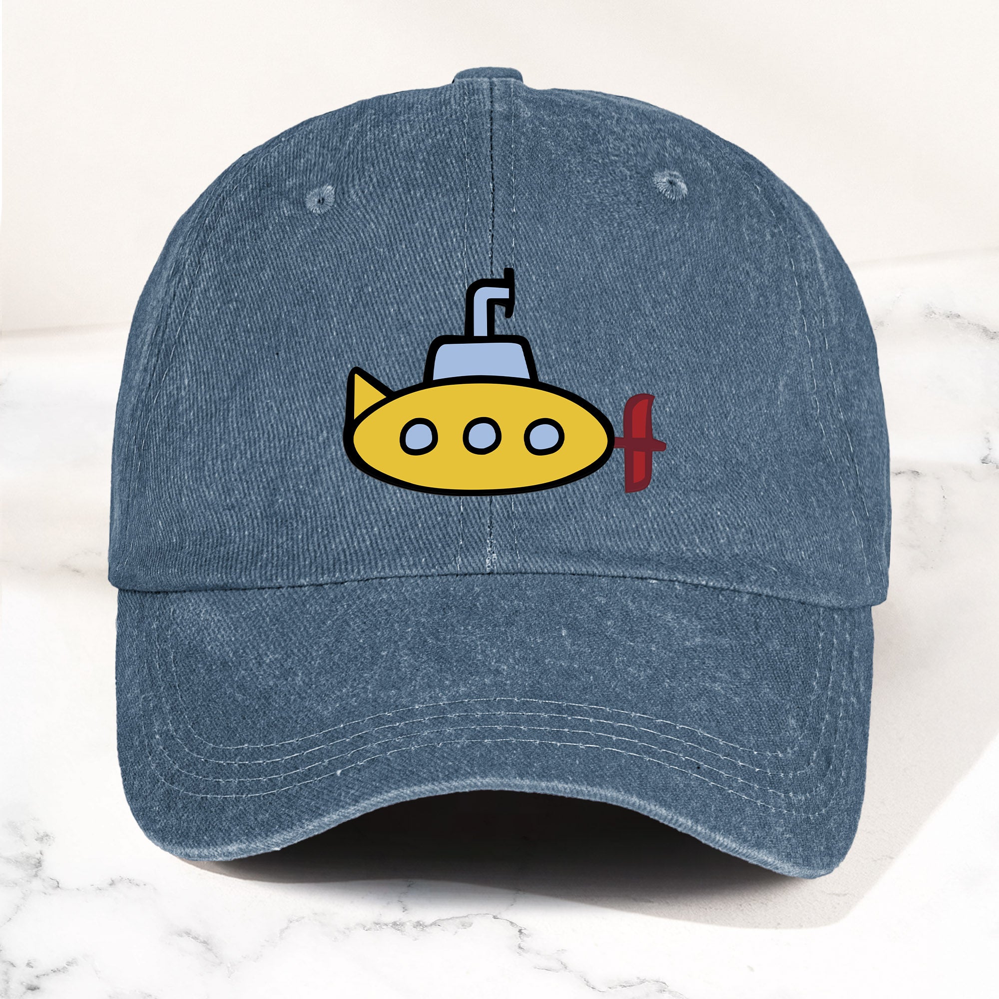 The Beatles Denim Cap Yellow Submarine Minimalist Dad Hat ( With Box)