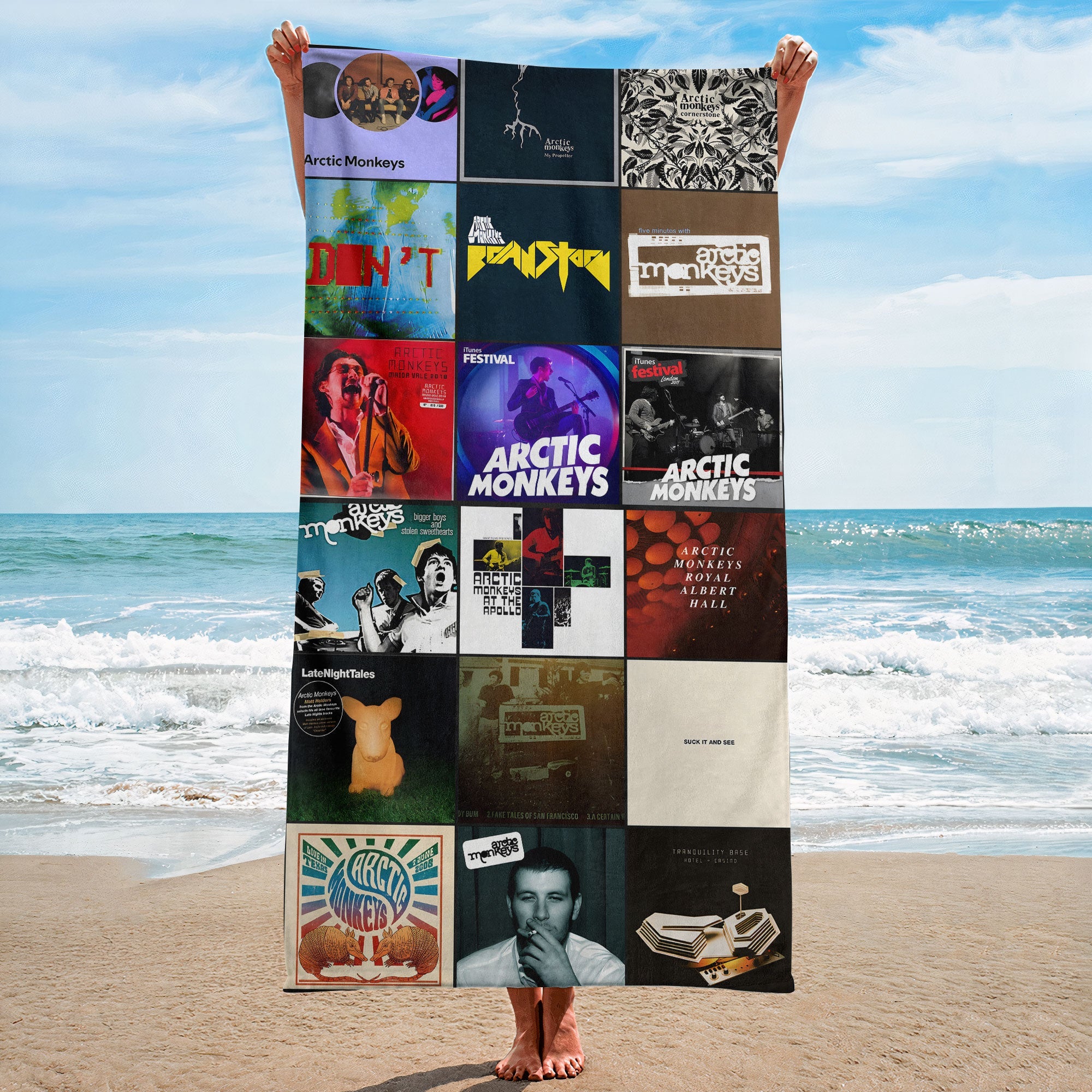 Arctic Monkeys Beach Towel Album Cover Collage Classic Rock Towel
