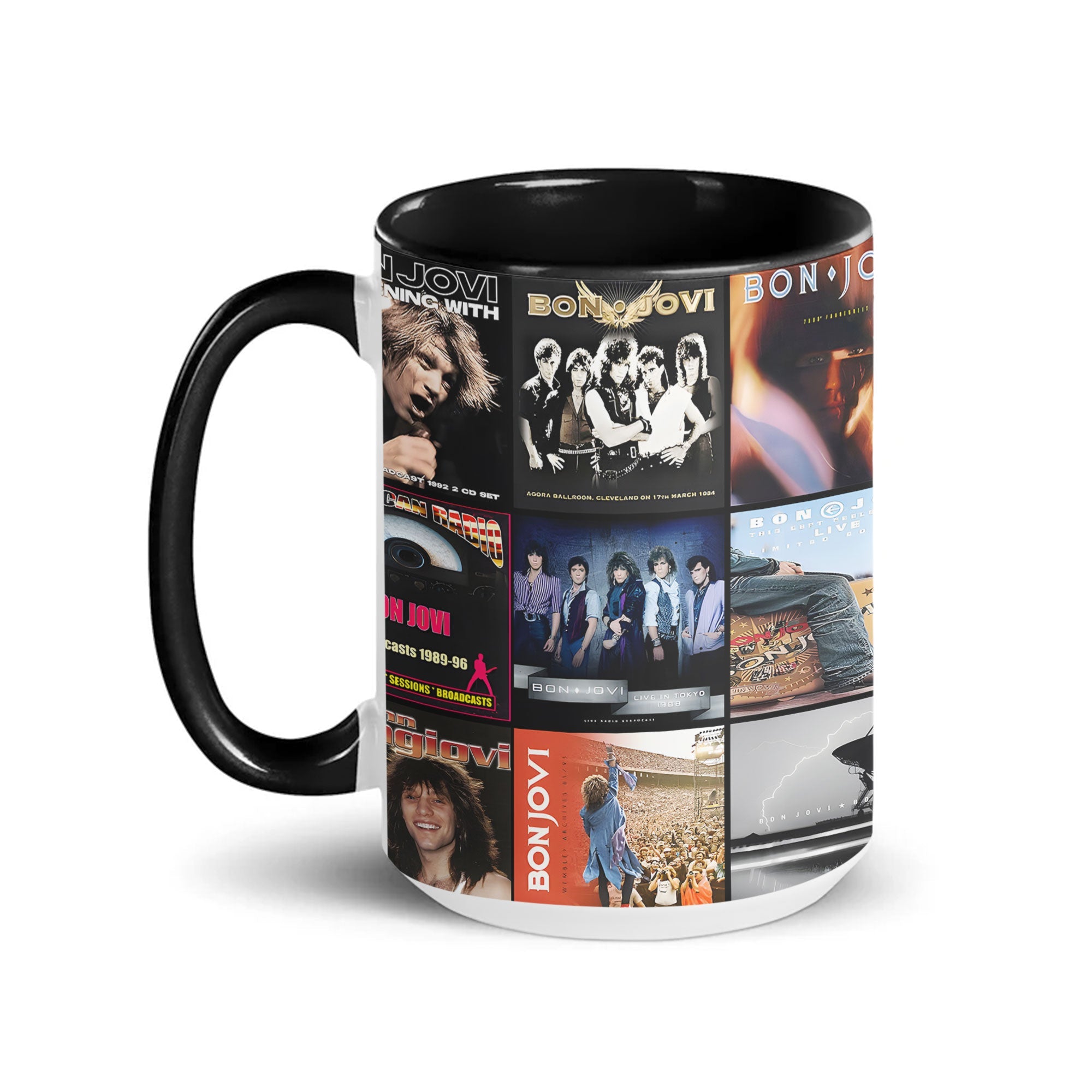 Bon Jovi Accent Mug Rock Classics Album Cover Collage Gift