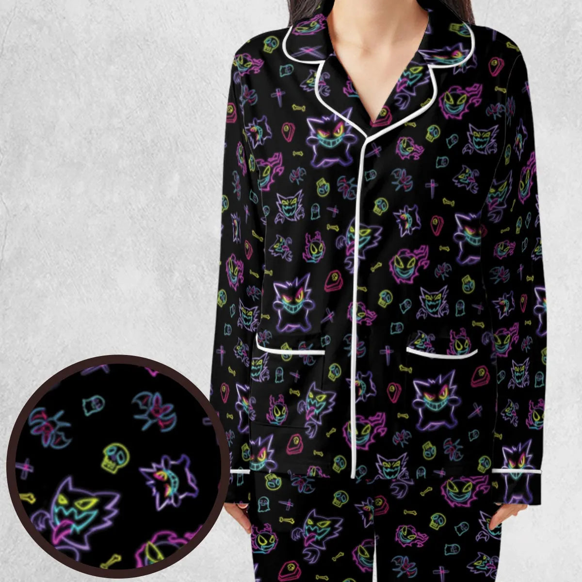 Neon Gastly Haunter Gengar Pokemon Pajamas Set