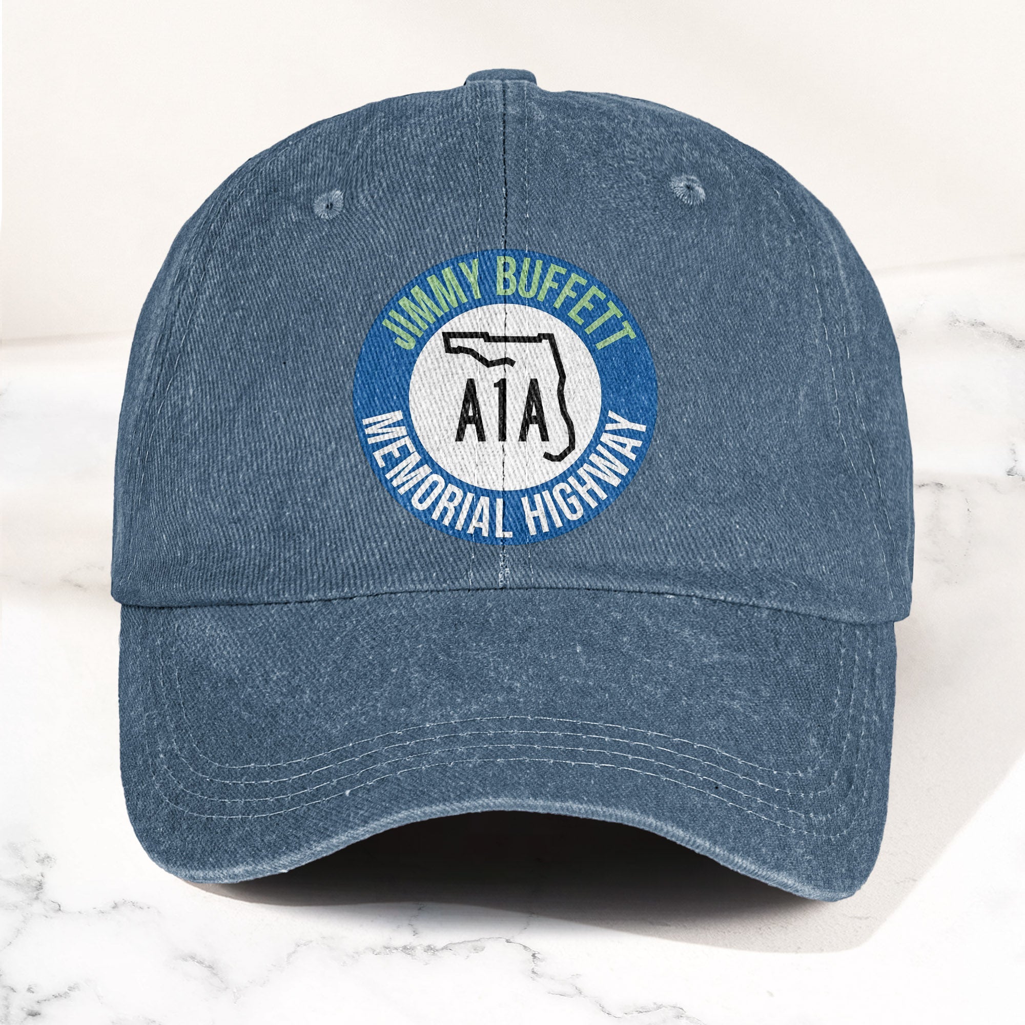 Jimmy Buffett A1A Memorial Highway Denim Cap Retro Jimmy Buffett Tribute Dad Hat (With Box)