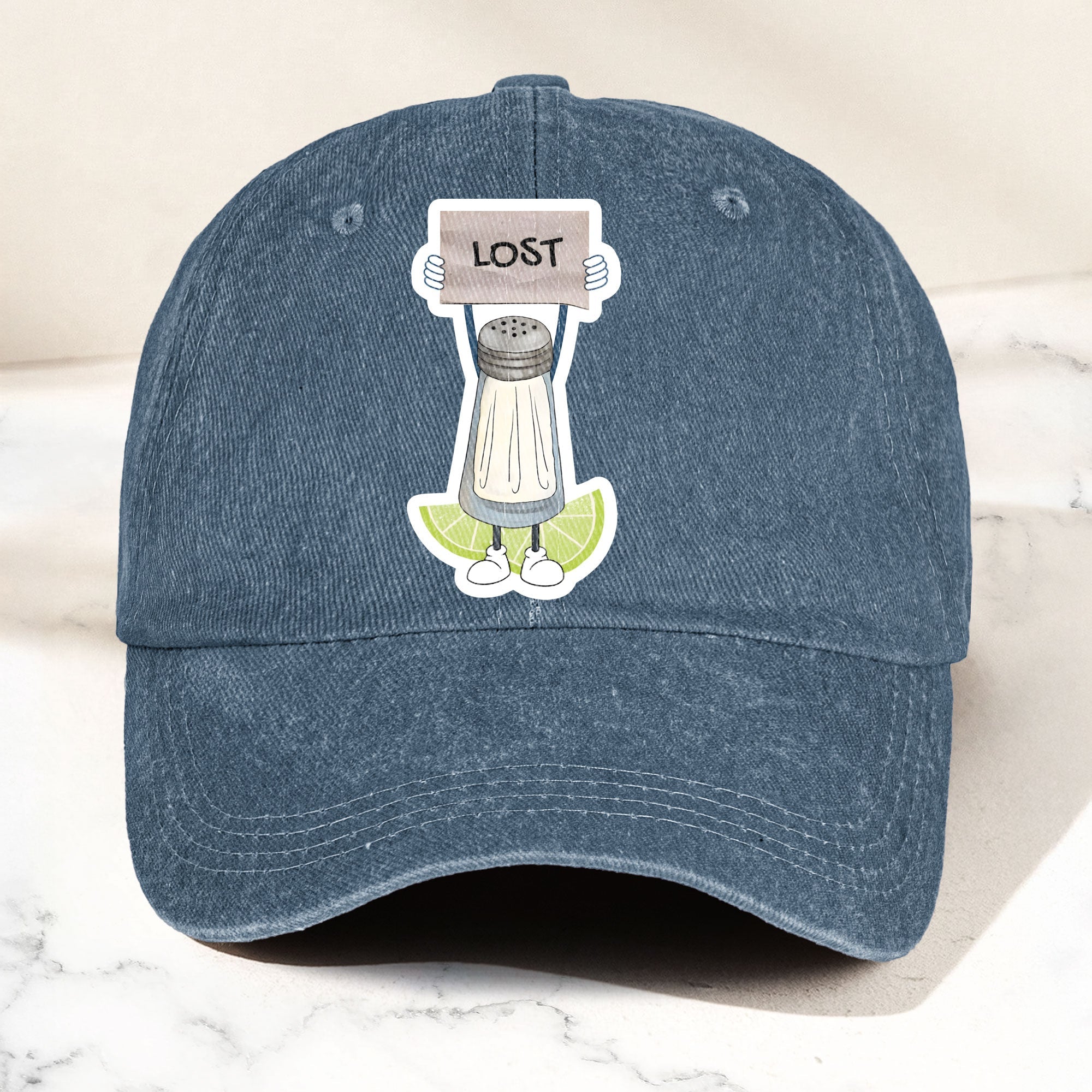 Lost Shaker of Salt Denim Cap Retro Classic Jimmy Buffett Inspired Dad Hat (With Box)