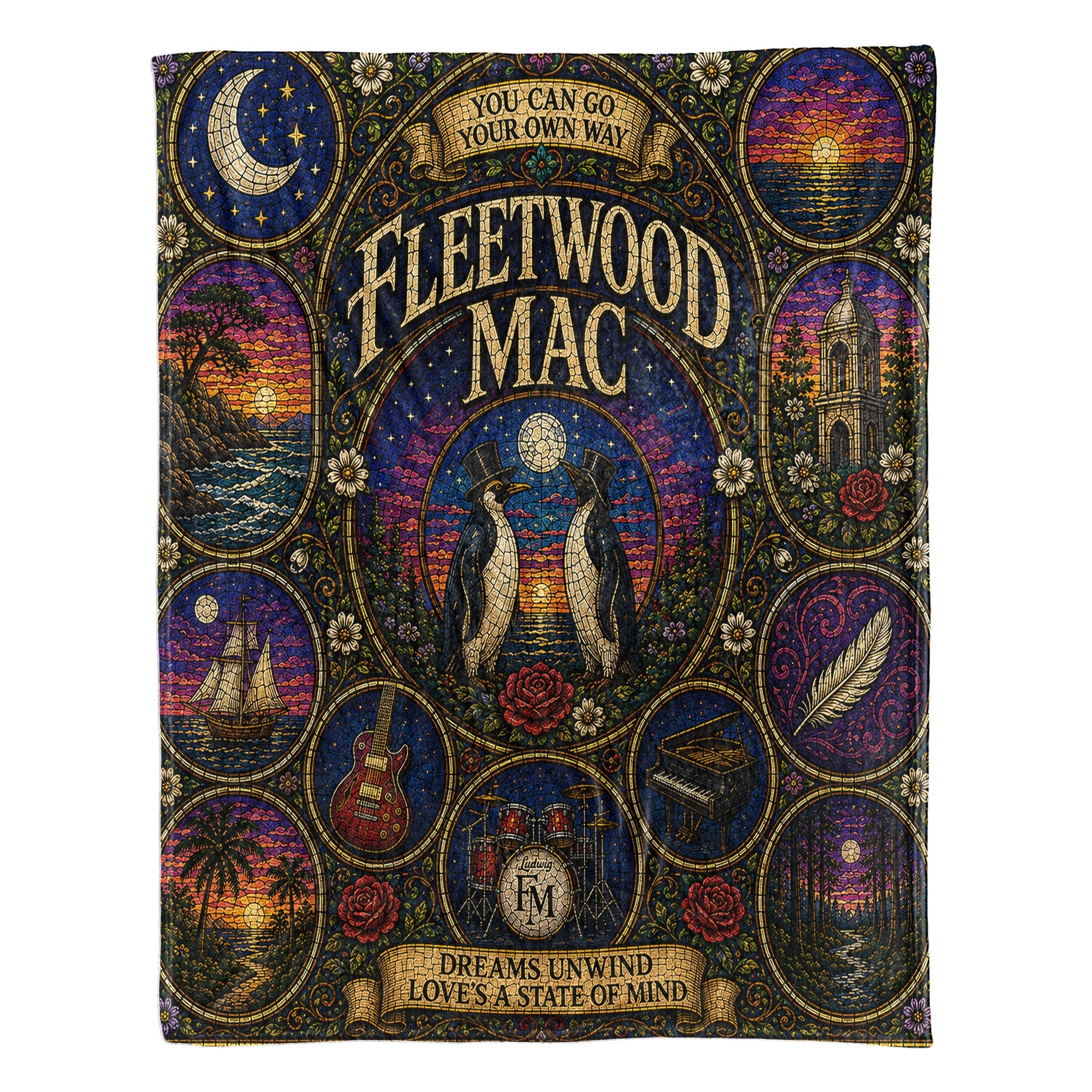 Fleetwood Mac Sherpa Blanket Dreams Stained Glass Blanket