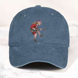 Angus Young In His Guitar Denim Dad Cap Retro AC/DC Design (With BOX)