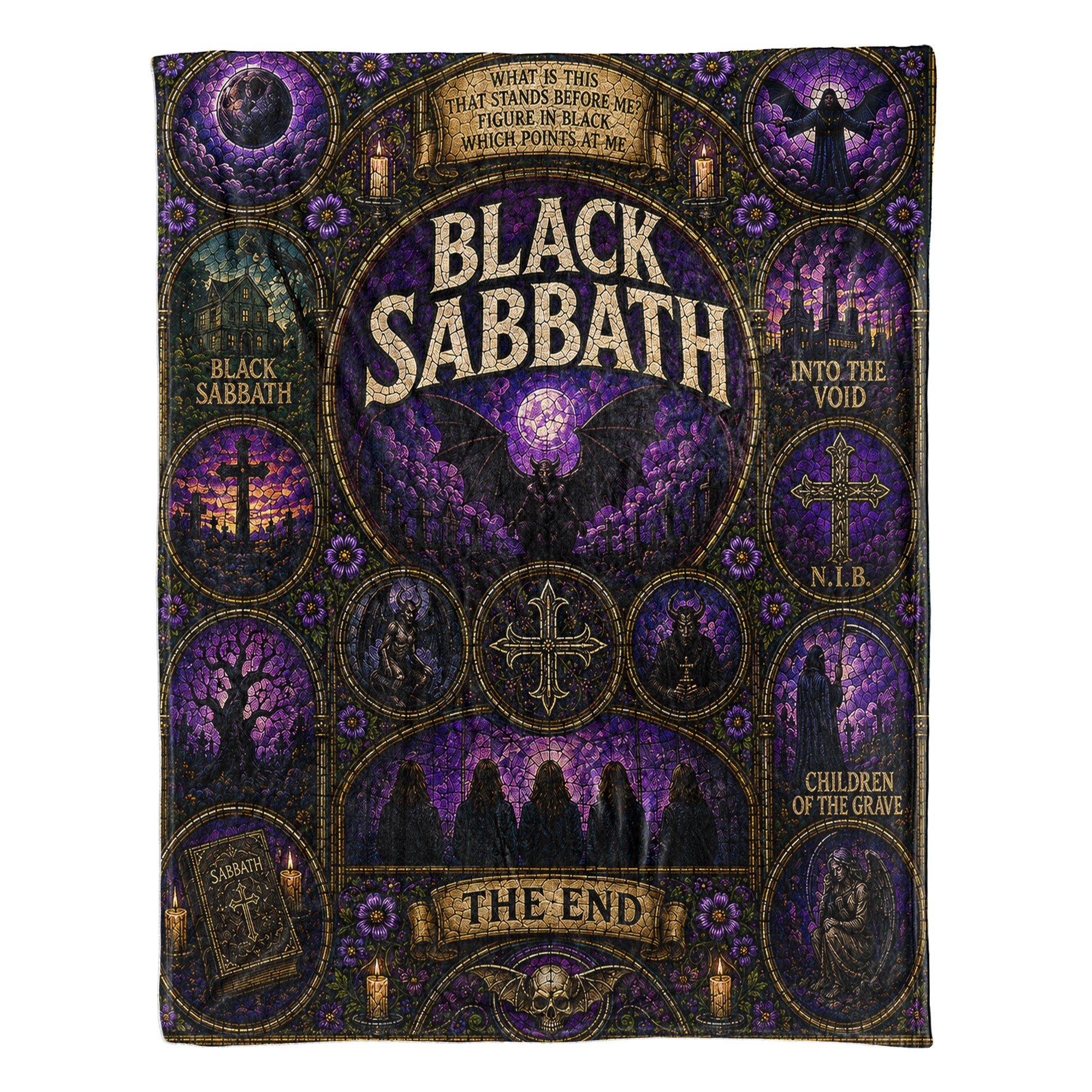Black Sabbath Sherpa Blanket The End Stained Glass Blanket