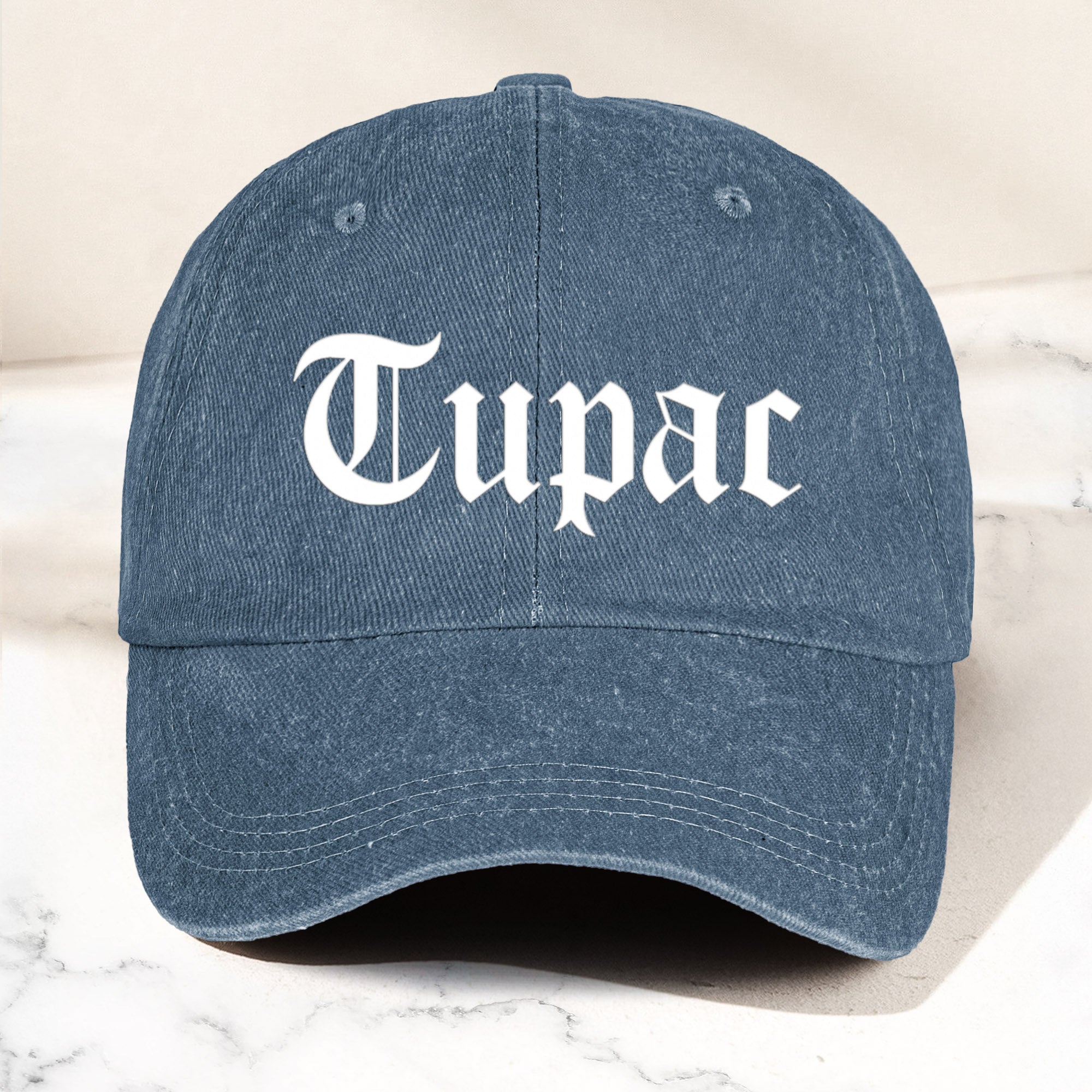 2Pac Denim Dad Cap Classic Old English Logo Design ( With BOX)