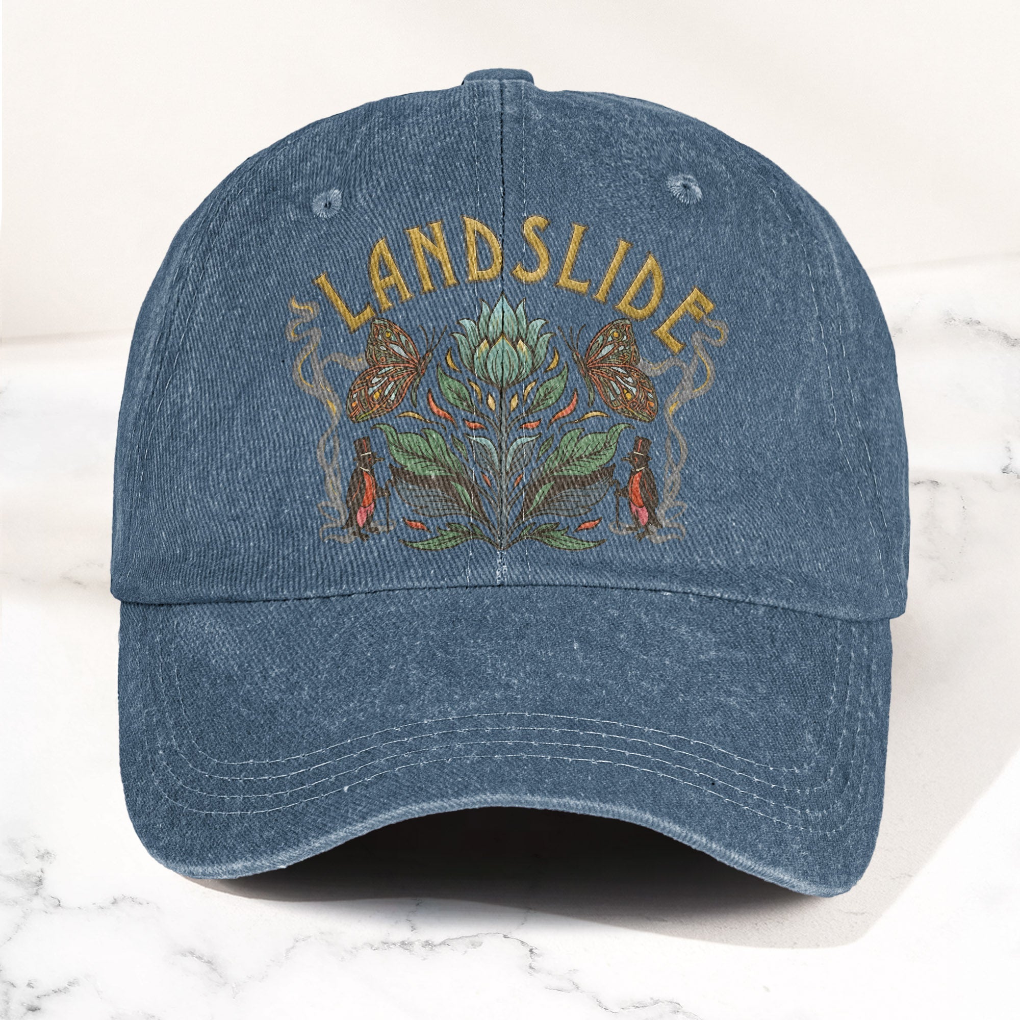 Fleetwood Mac Landslide Stevie Nicks Butterfly Floral Lyrics Music Merch Denim Cap Retro Vintage Dad Cap Gift For Dad (With Box)