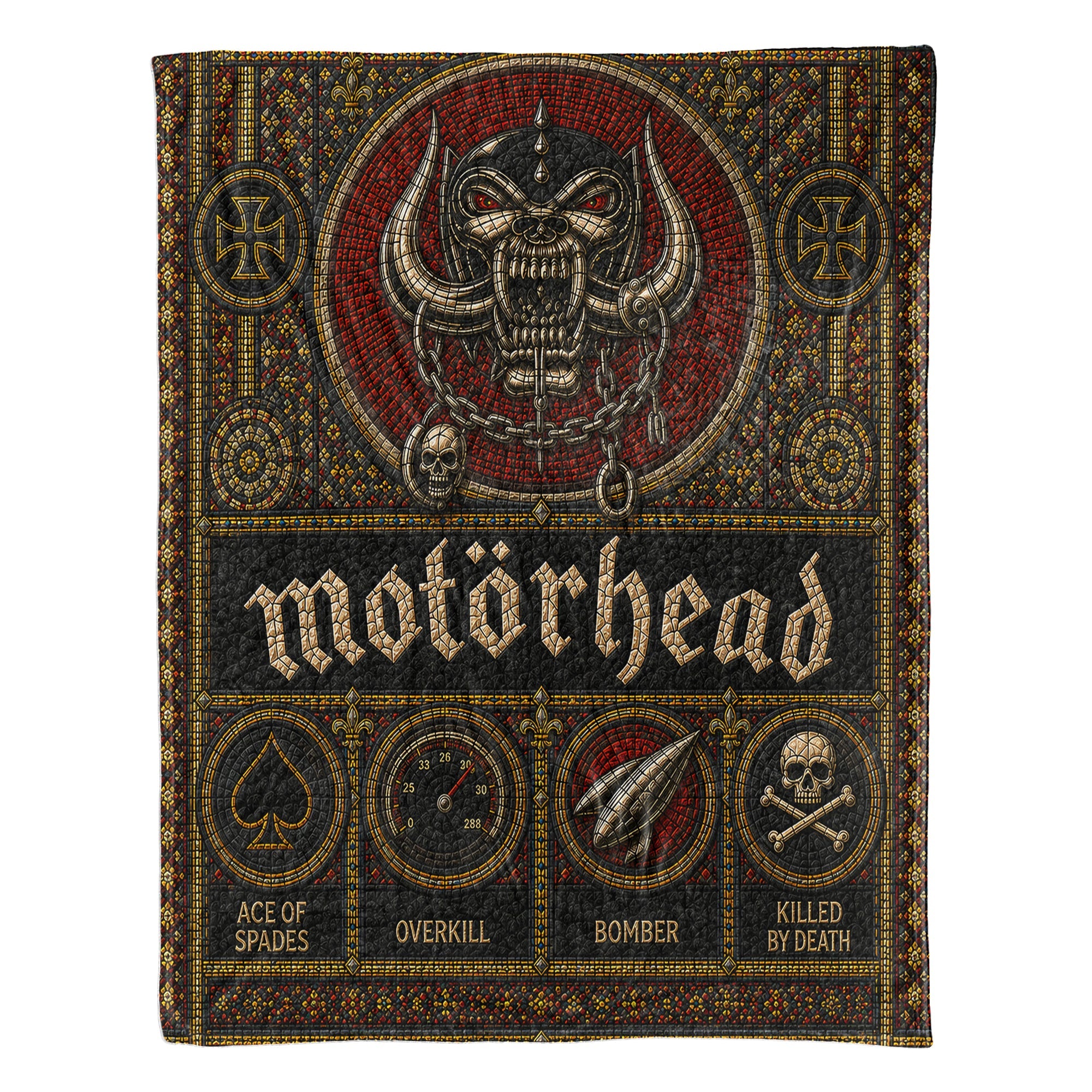 Motorhead Sherpa Blanket Snaggletooth Warpig Stained Glass Heavy Metal Blanket