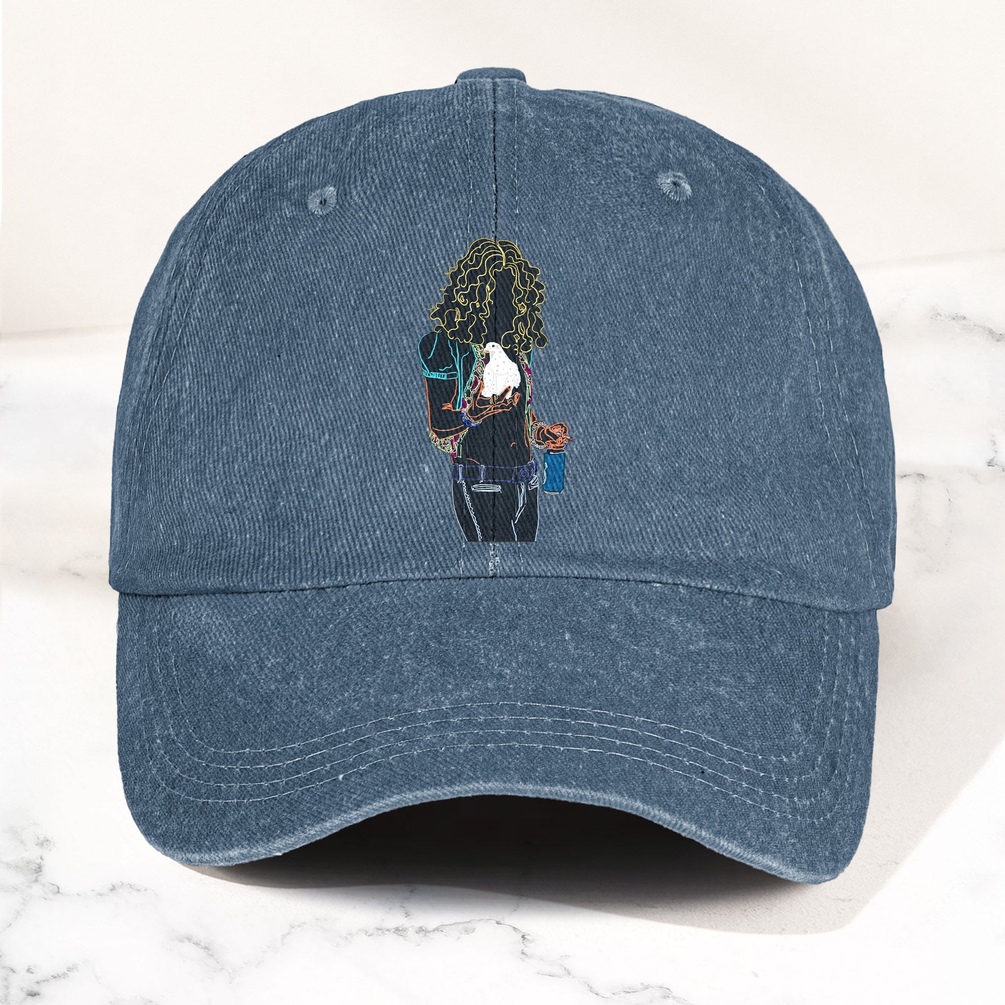 Robert Plant Denim Cap Retro Classic Rock Music Inspired Dad Hat (With Box)