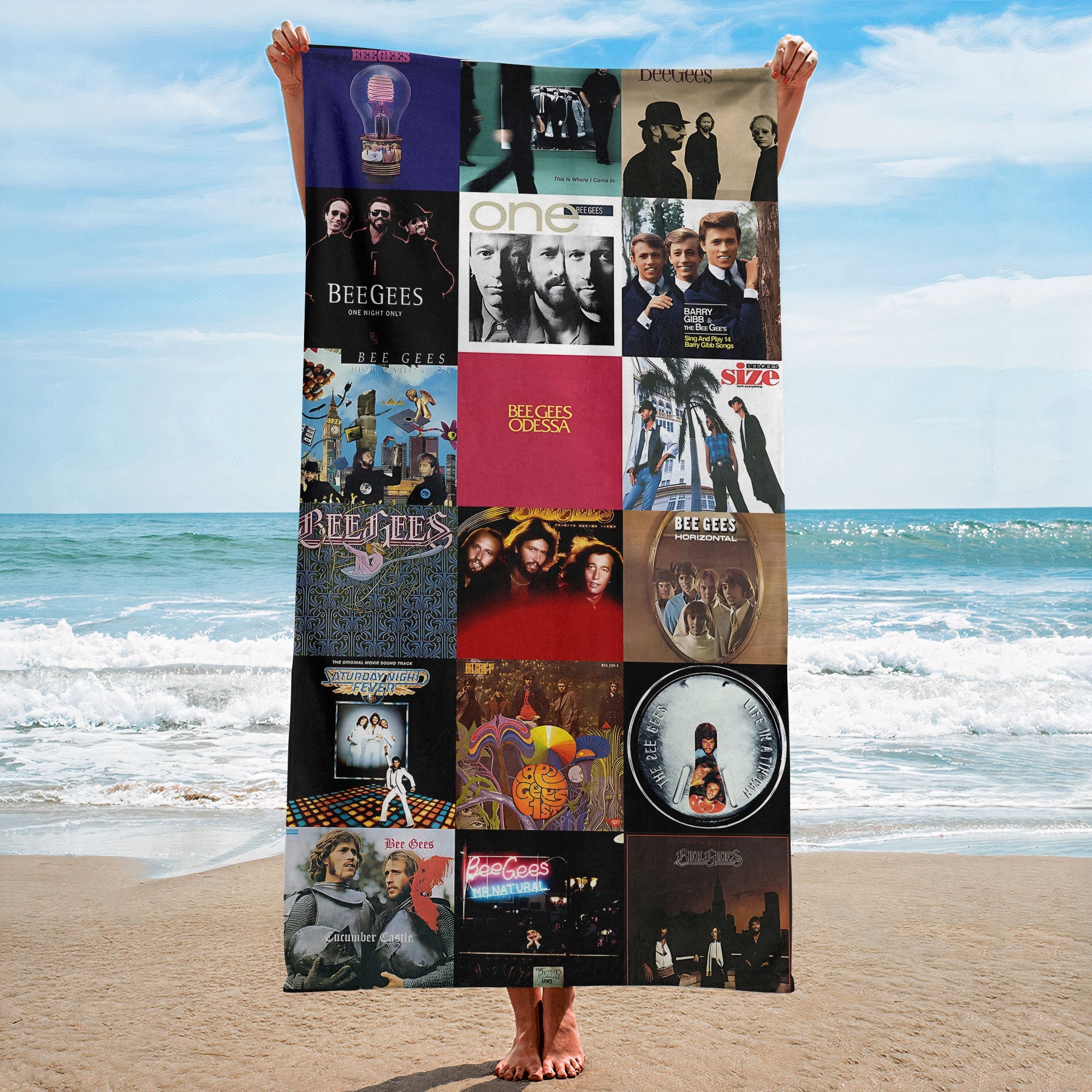 Bee Gees Beach Towel Album Cover Collage Classic Rock Towel