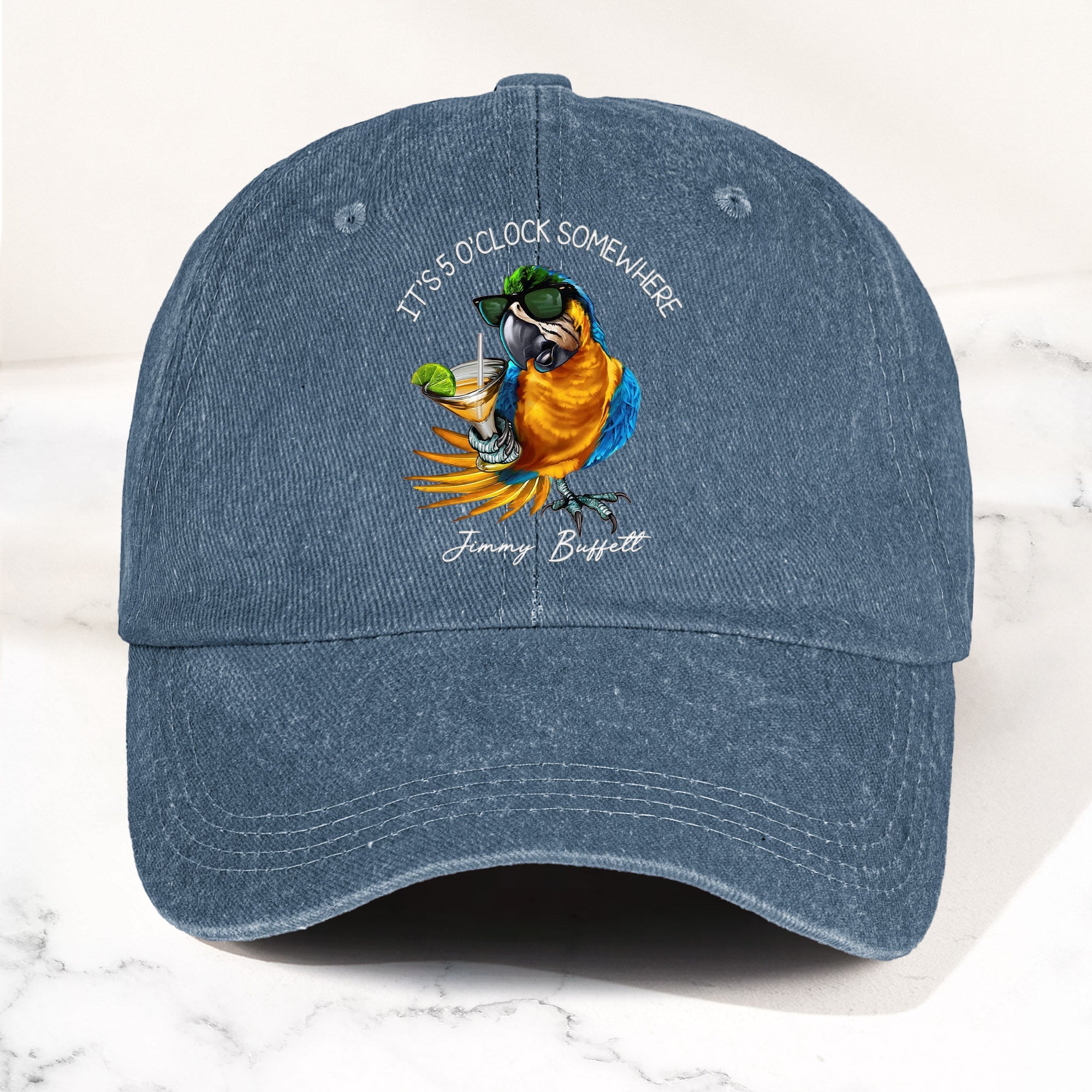 Jimmy Buffett "It's 5 O’Clock Somewhere" Denim Dad Cap Vintage Tropical Hat