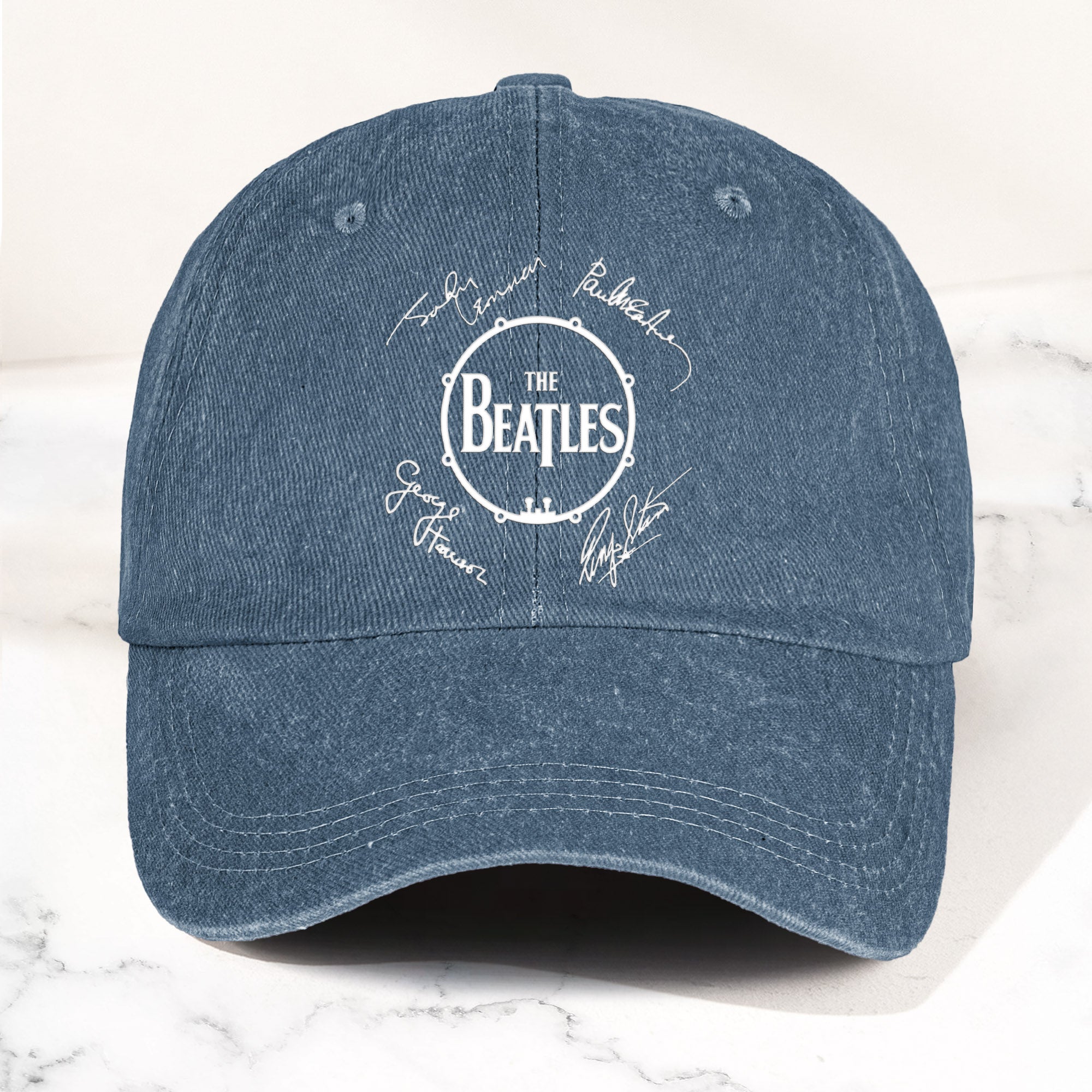 The Beatles Denim Dad Cap Classic Drum Logo Signature Design ( With BOX)