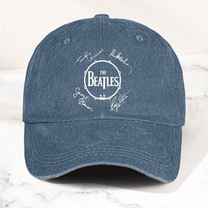 The Beatles Denim Dad Cap Classic Drum Logo Signature Design ( With BOX)