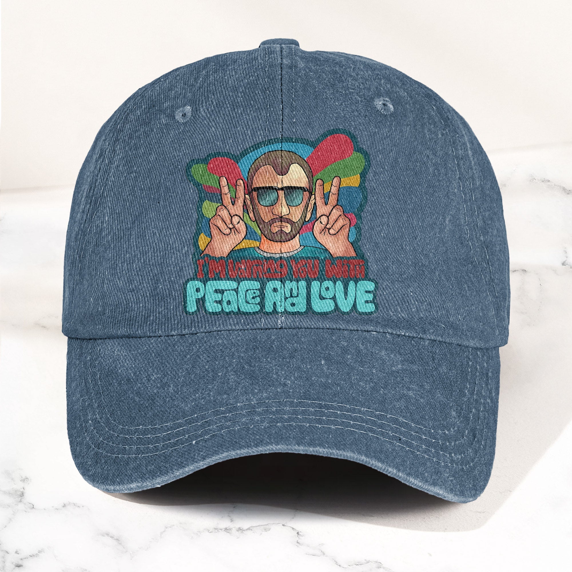 Beatles Ringo Starr Warning You With Peace and Love Denim Cap Retro Rock Music Fan Cap (With Box)