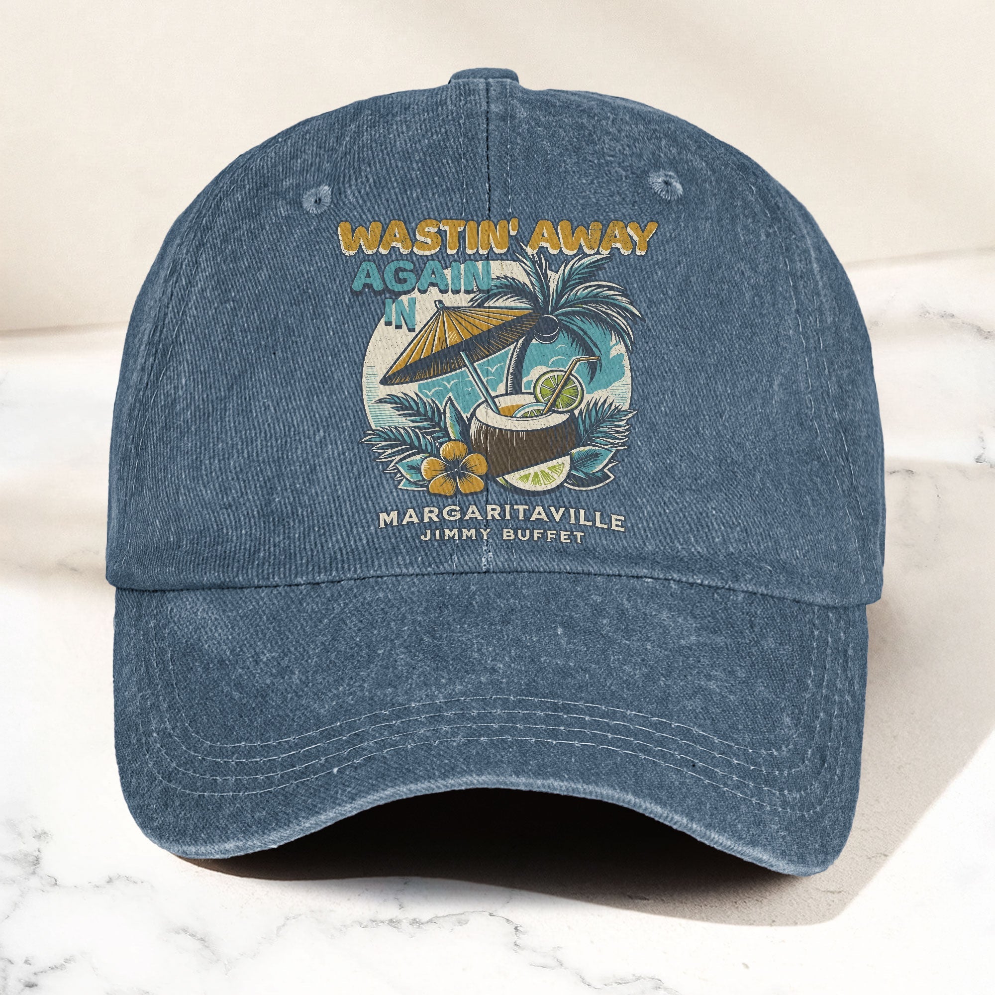 Margaritaville Denim Cap Retro Jimmy Buffett Inspired Dad Hat (With Box)